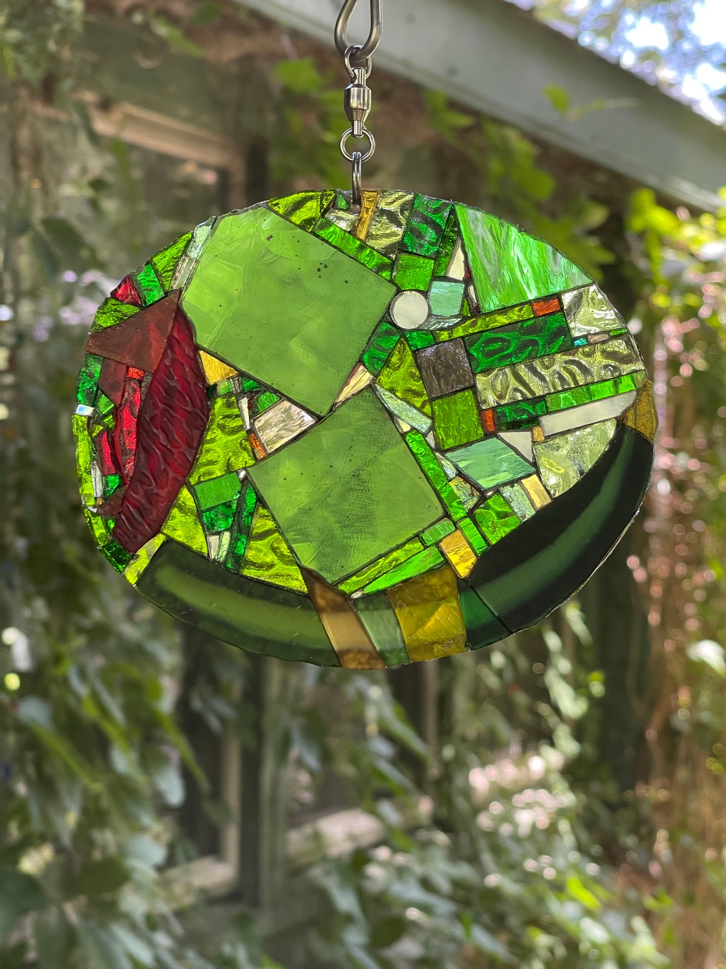 Cool Contemporary Mirror Glass Green Olive Red Pimento Sun Catcher