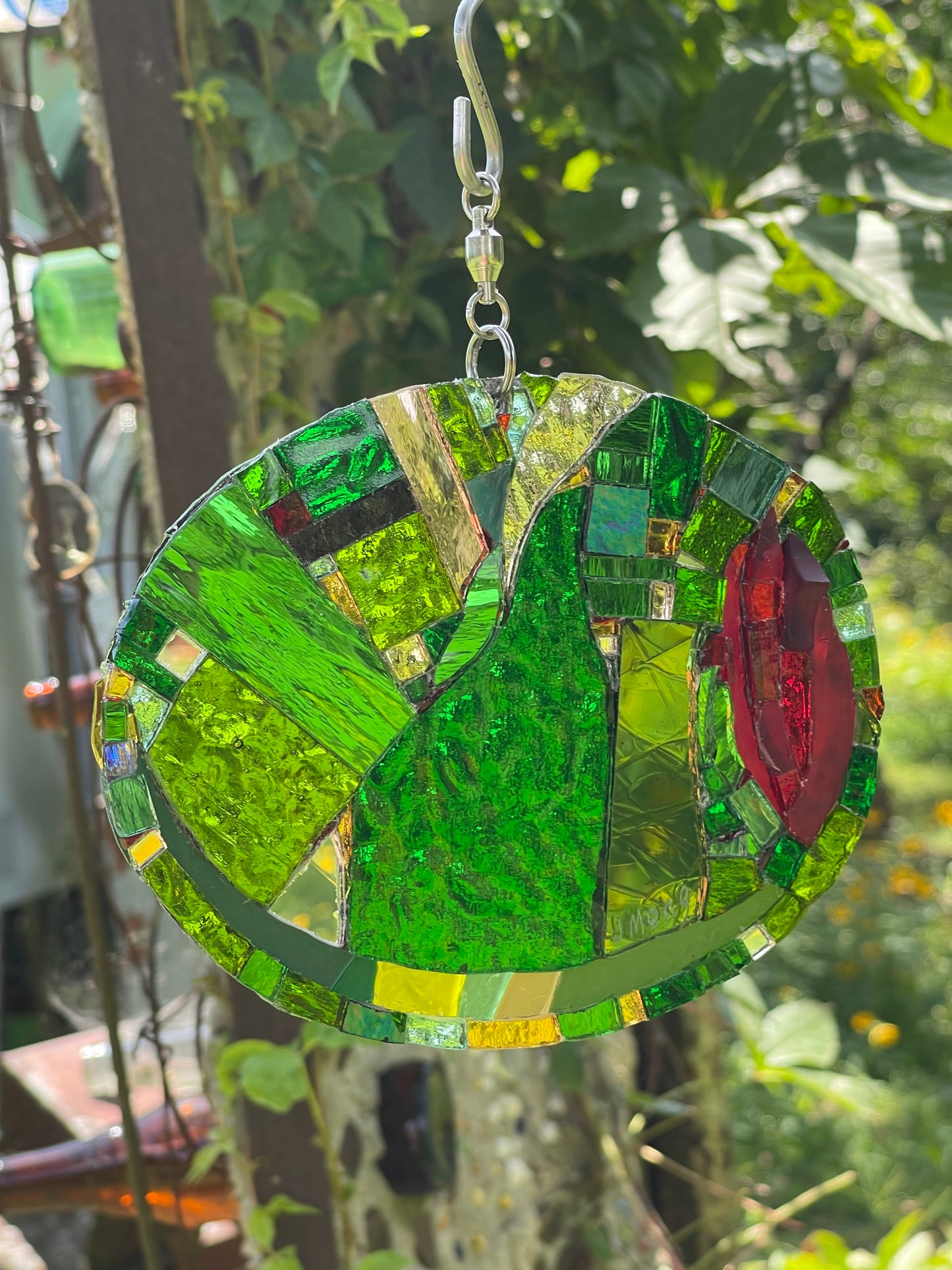 Cool Contemporary Mirror Glass Green Olive Red Pimento Sun Catcher