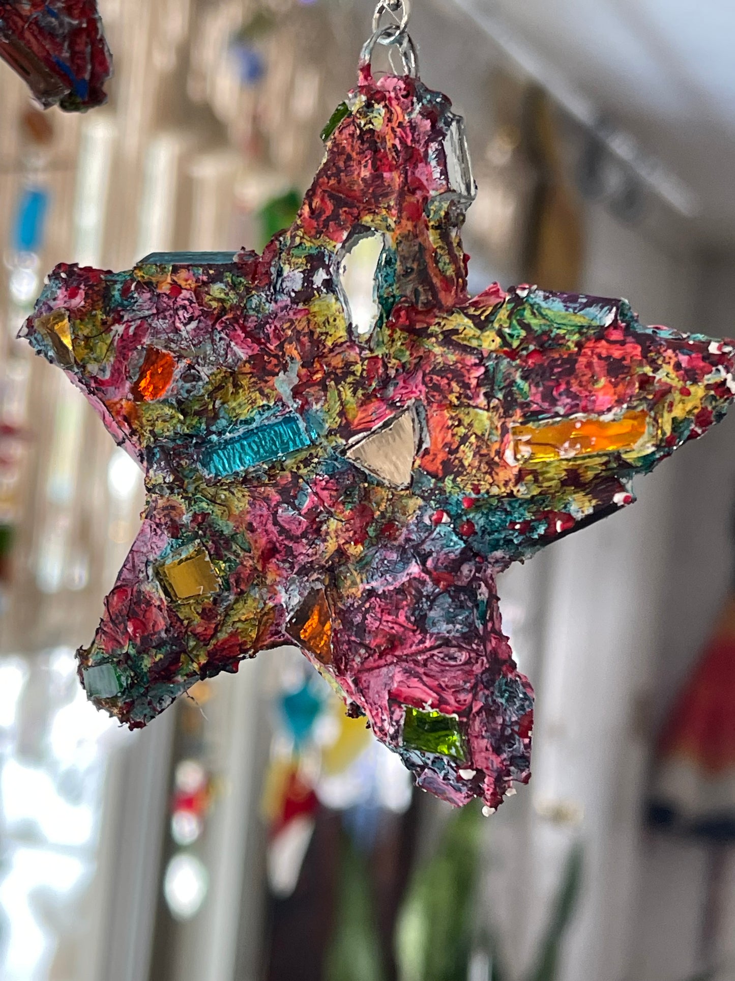 Repurposed 4” bottle cap crunchy sparkly star