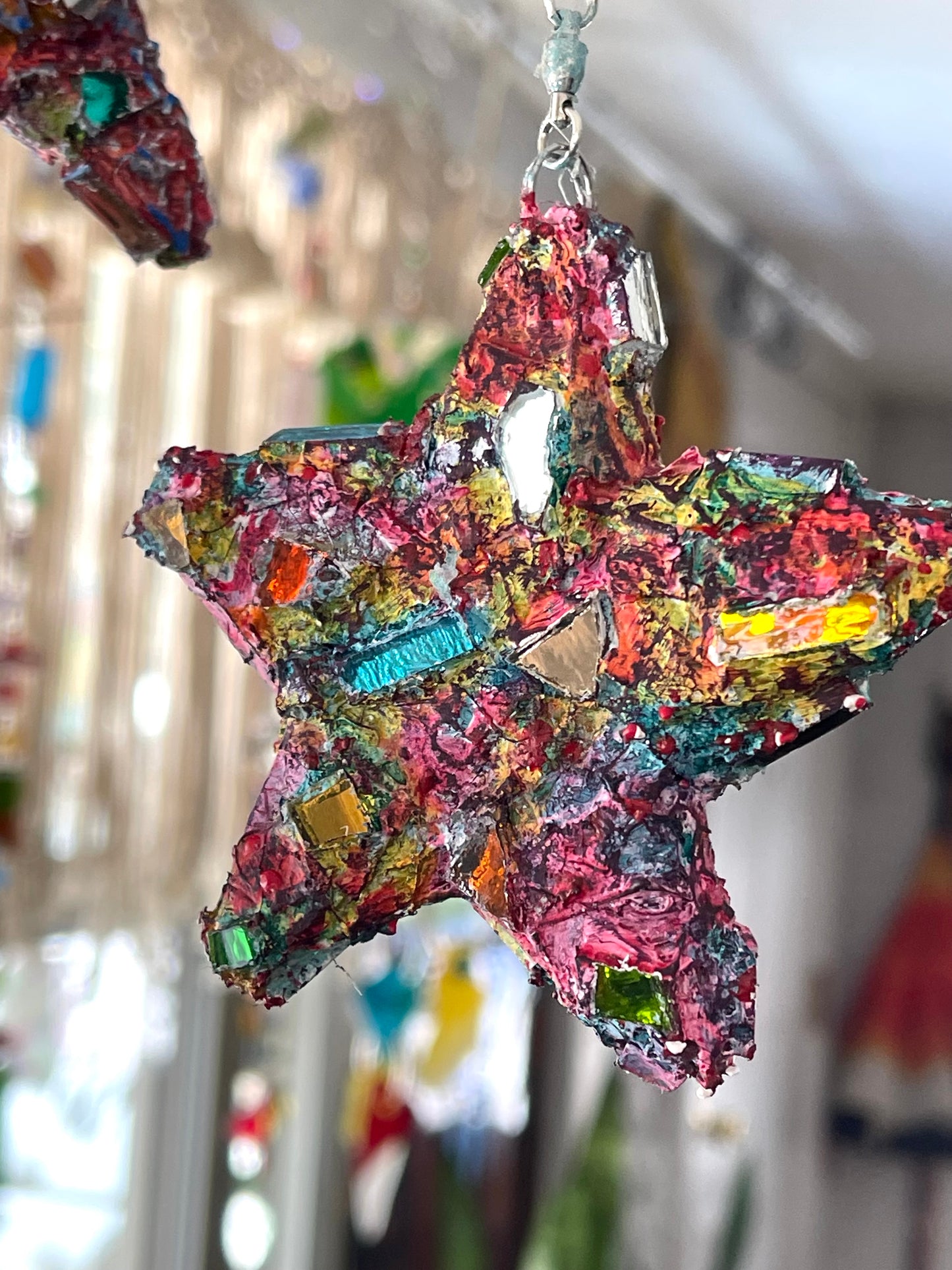 Repurposed 4” bottle cap crunchy sparkly star