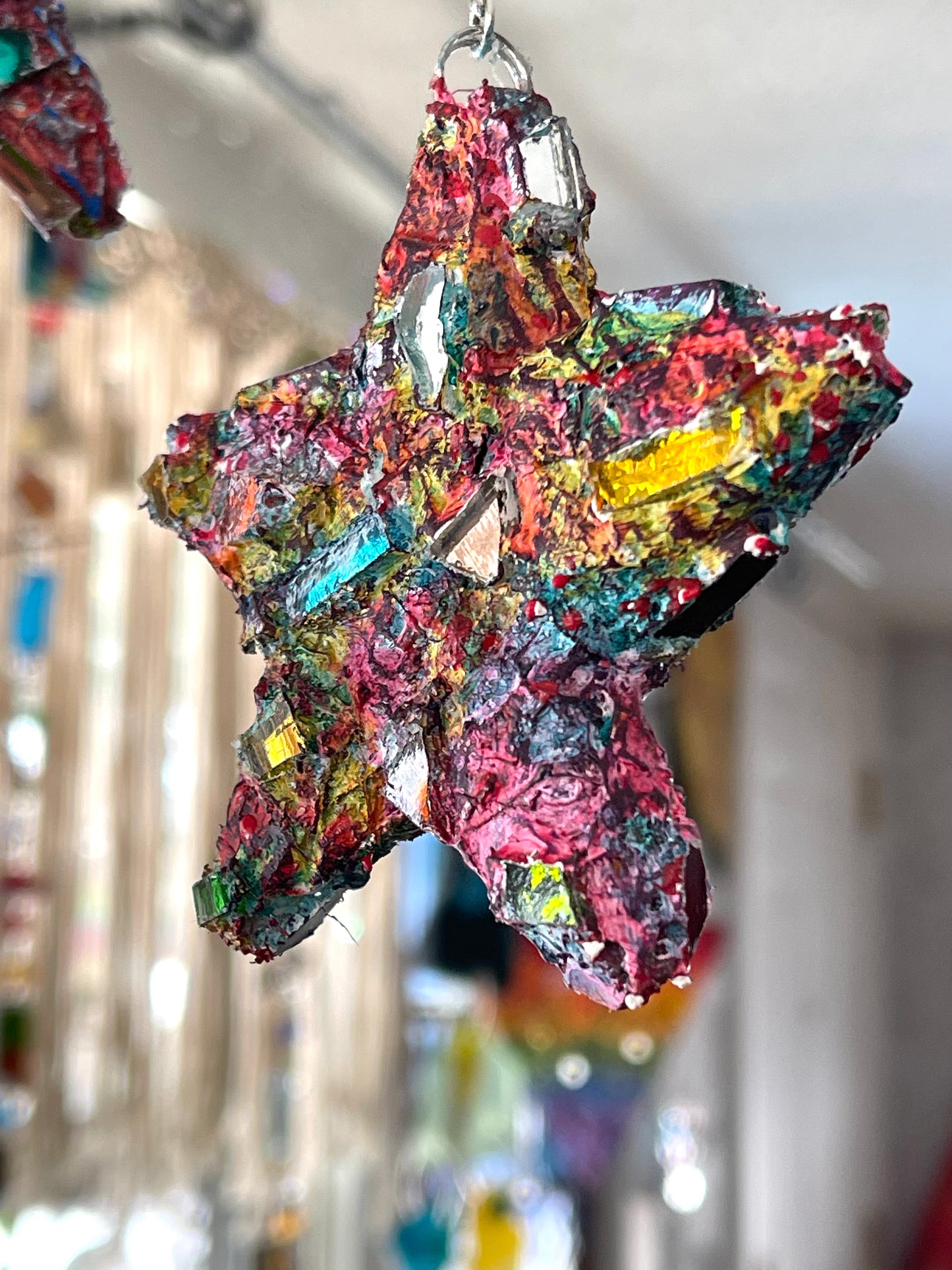 Repurposed 4” bottle cap crunchy sparkly star