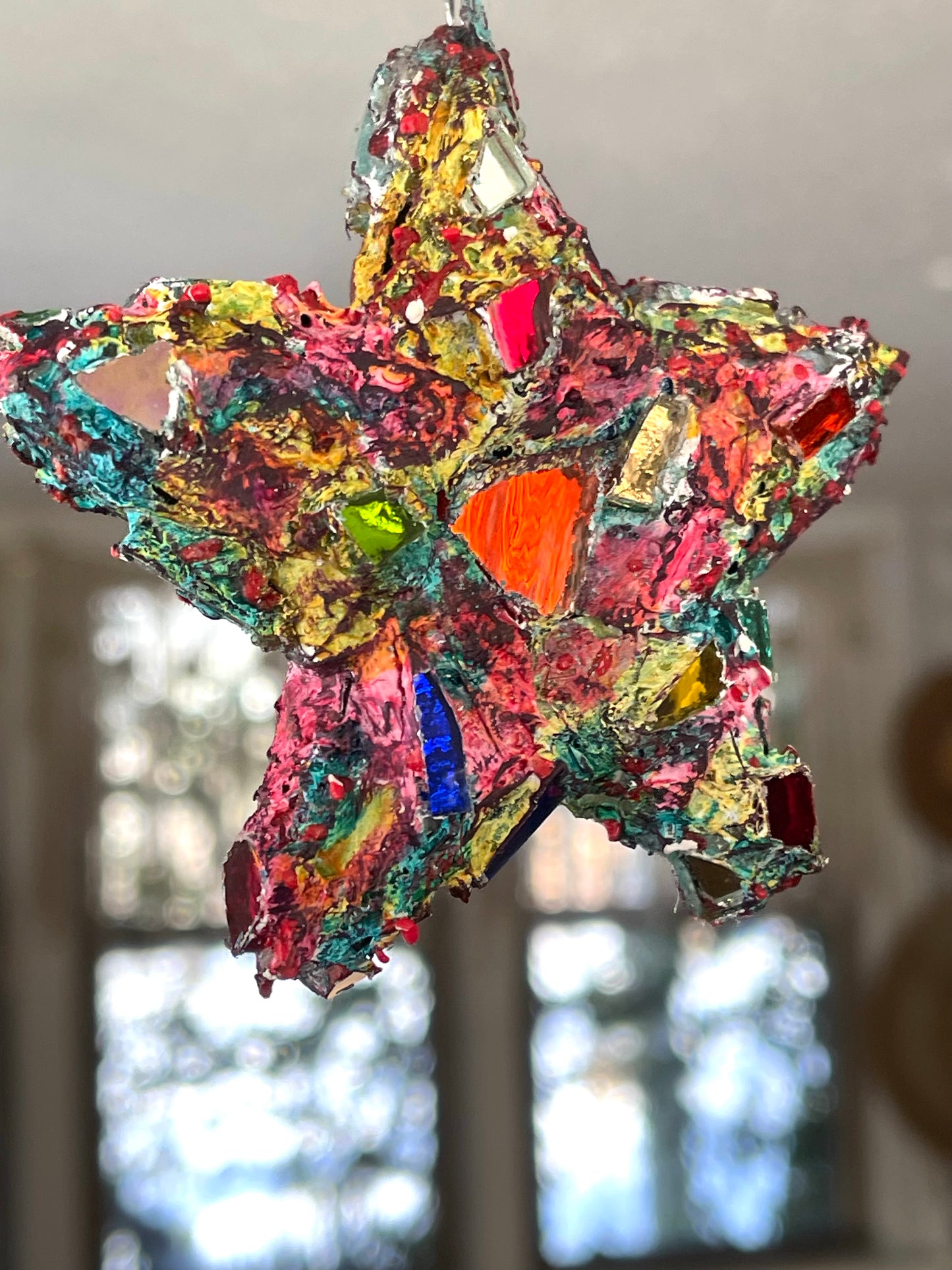 Repurposed 4” bottle cap crunchy sparkly star