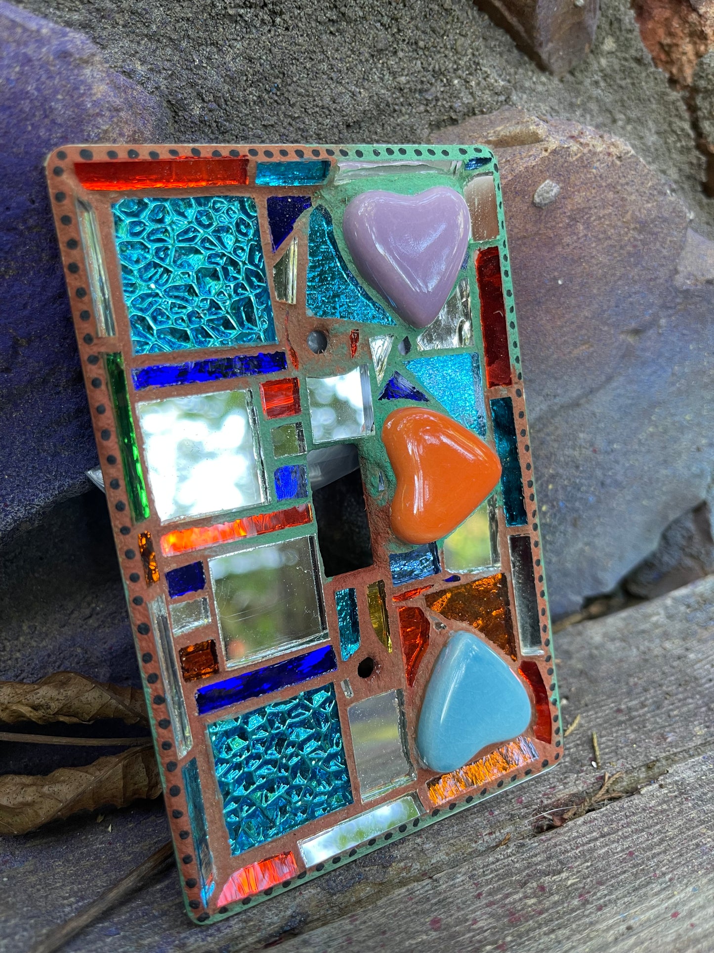 Talavera Heart Single Toggle Mosaic Switch Cover