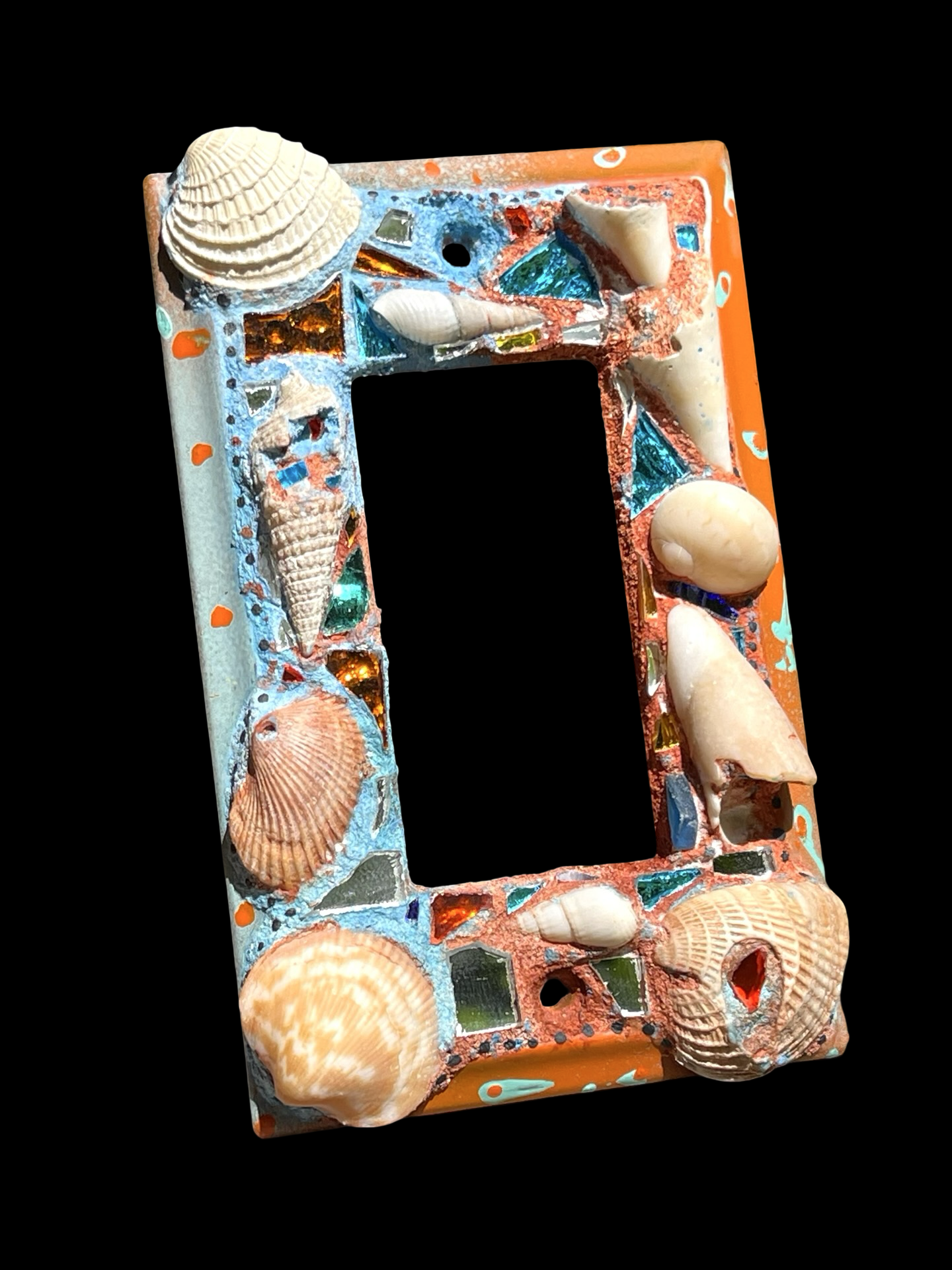 Beach chic sea shell covered single rocker light switch cover