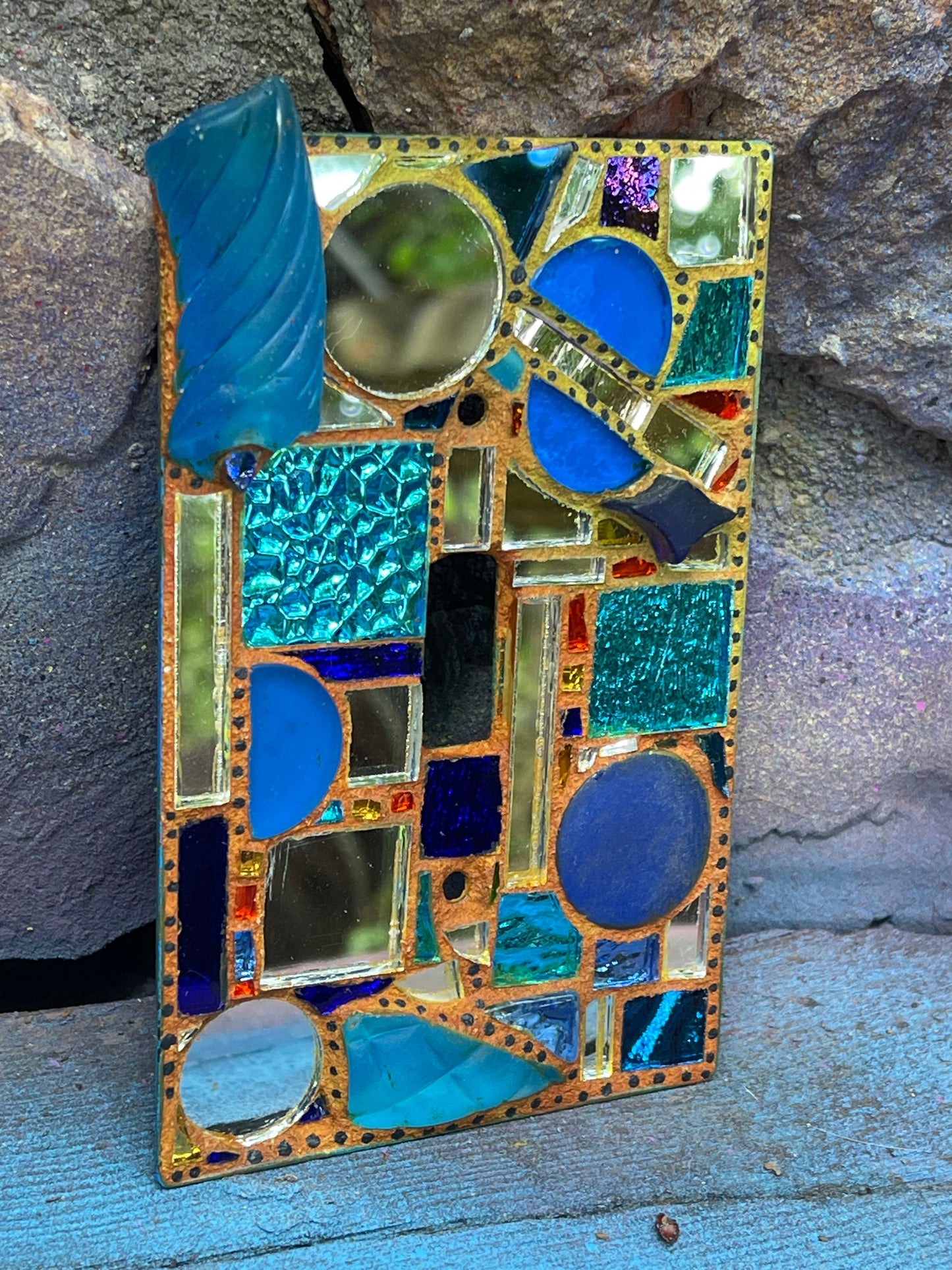 Blue Twist Glass Switch Cover Single Toggle Mosaic