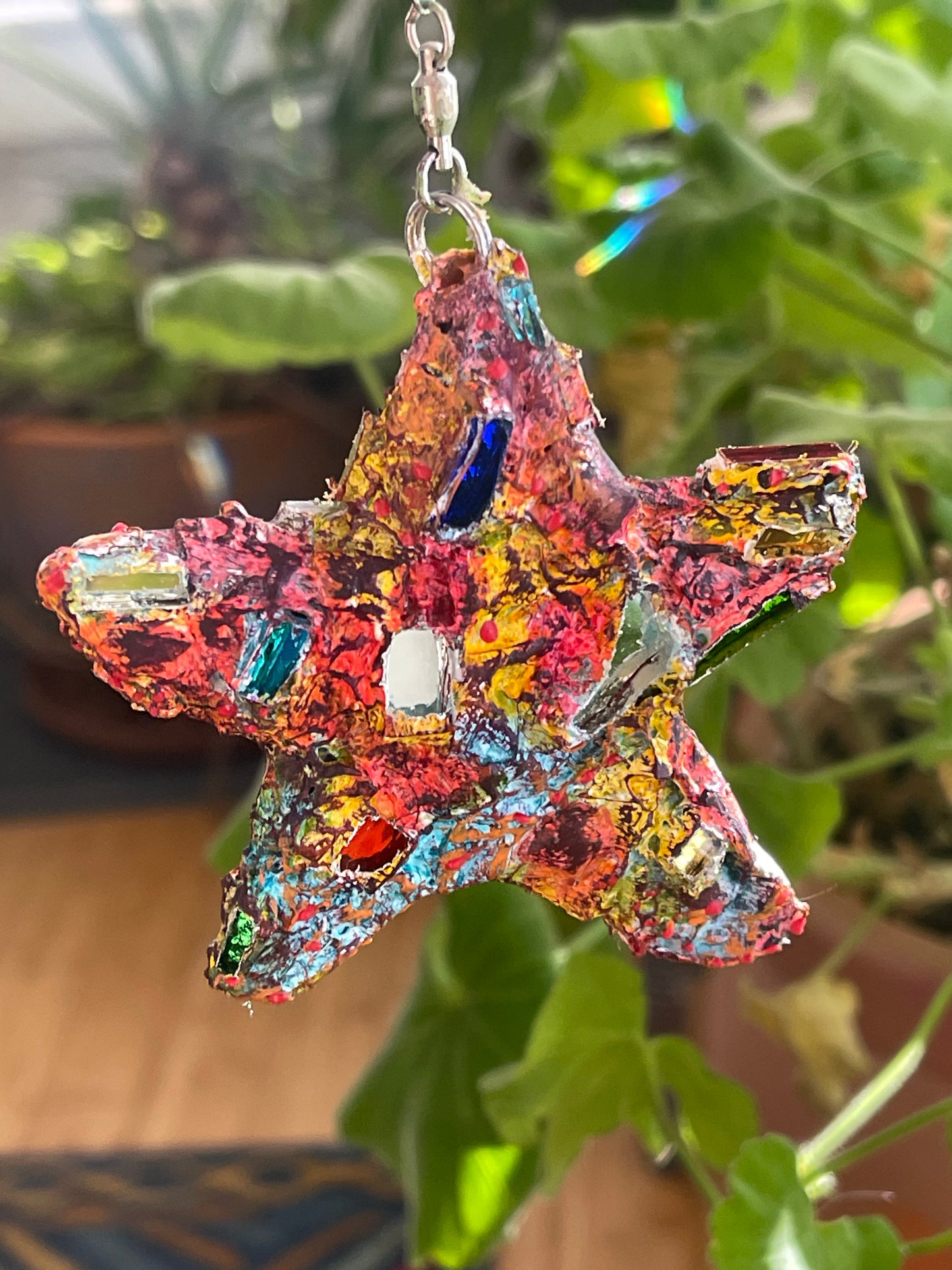 Sweet crunchy sparkly 4” repurposed bottle cap star