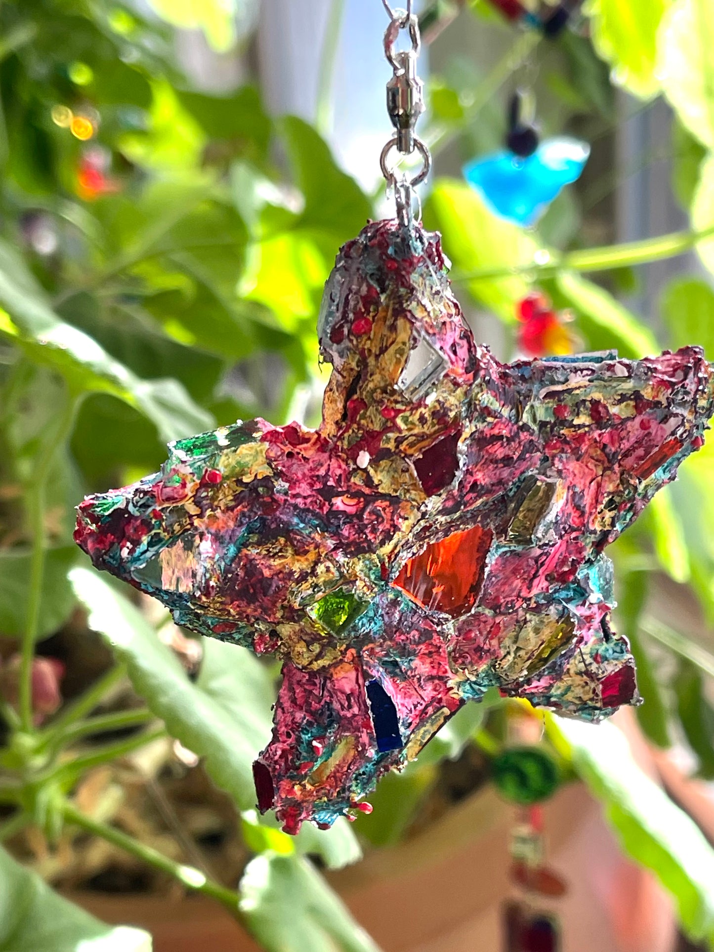 Repurposed 4” bottle cap crunchy sparkly star