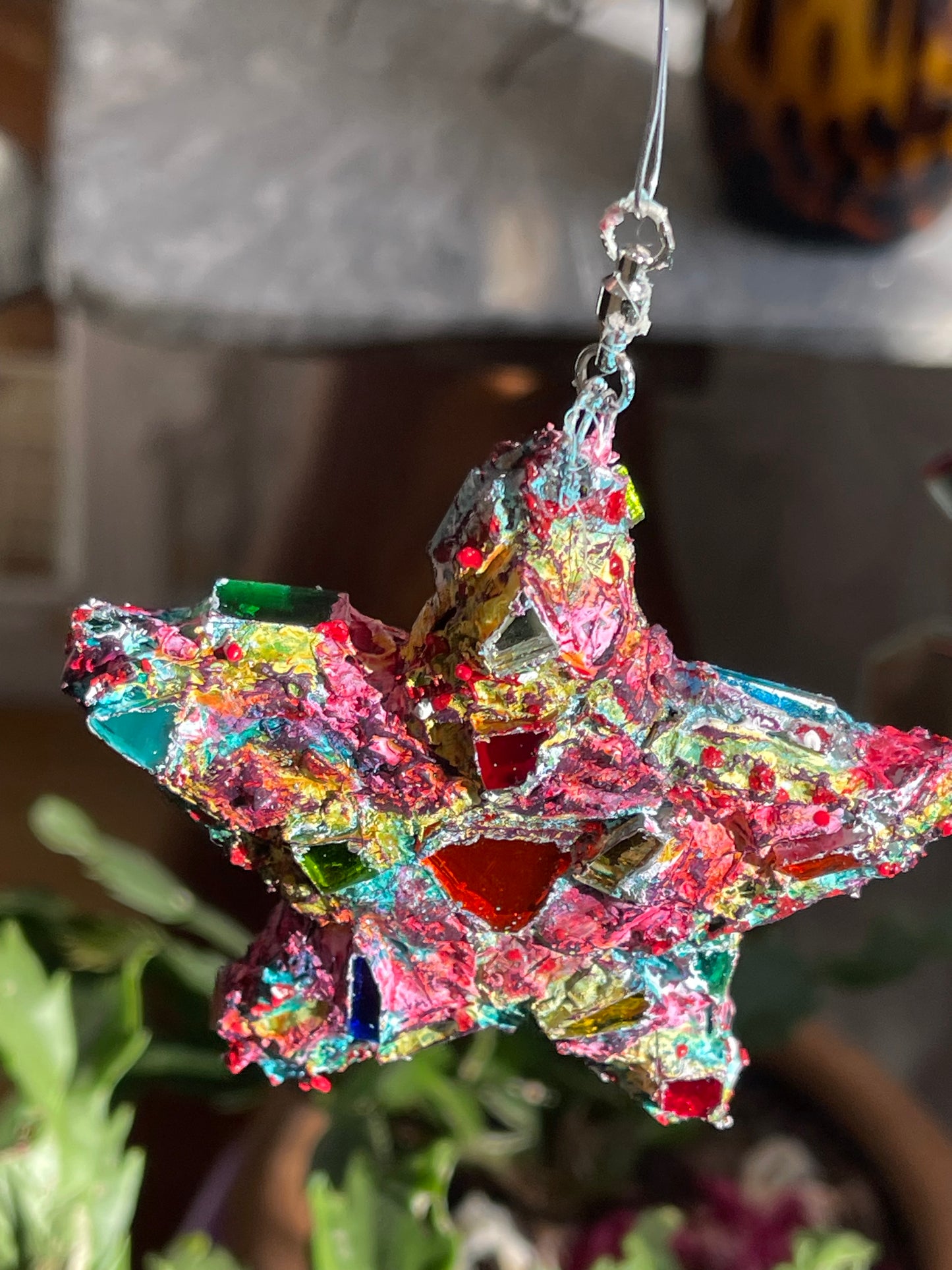 Repurposed 4” bottle cap crunchy sparkly star