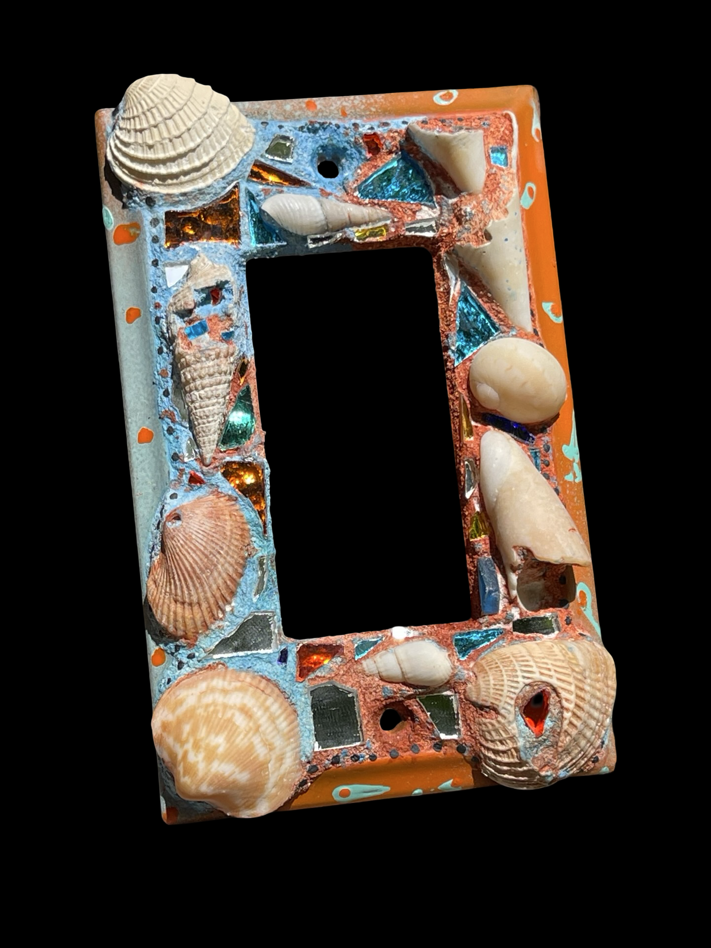 Beach chic sea shell covered single rocker light switch cover