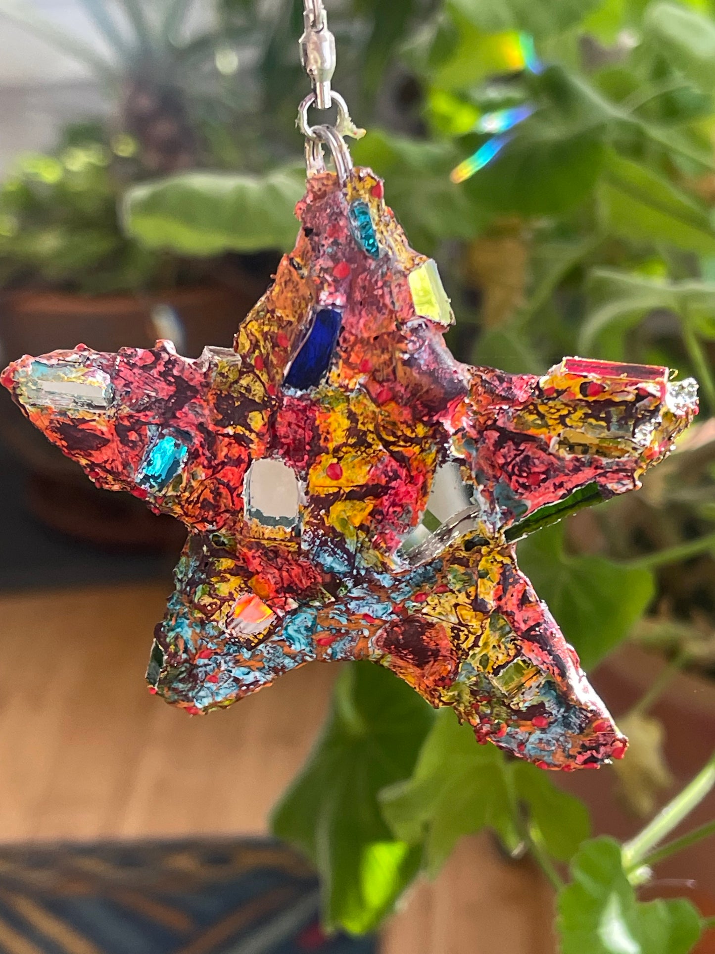 Sweet crunchy sparkly 4” repurposed bottle cap star
