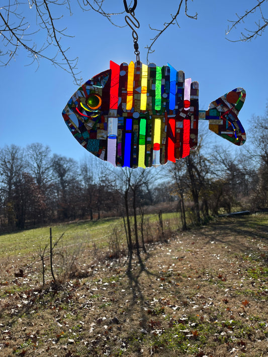 Rainbow Fish Sun Catcher Glows and Sparkles