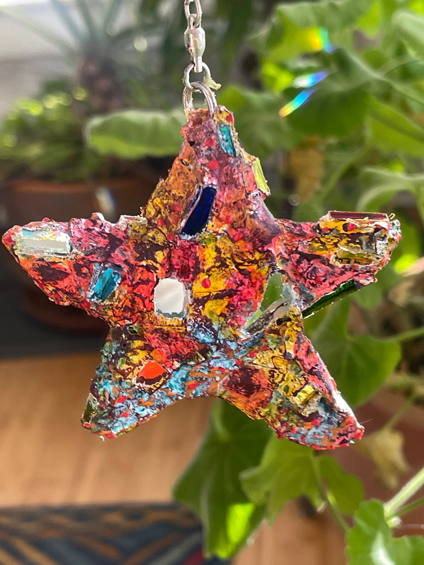 Sweet crunchy sparkly 4” repurposed bottle cap star