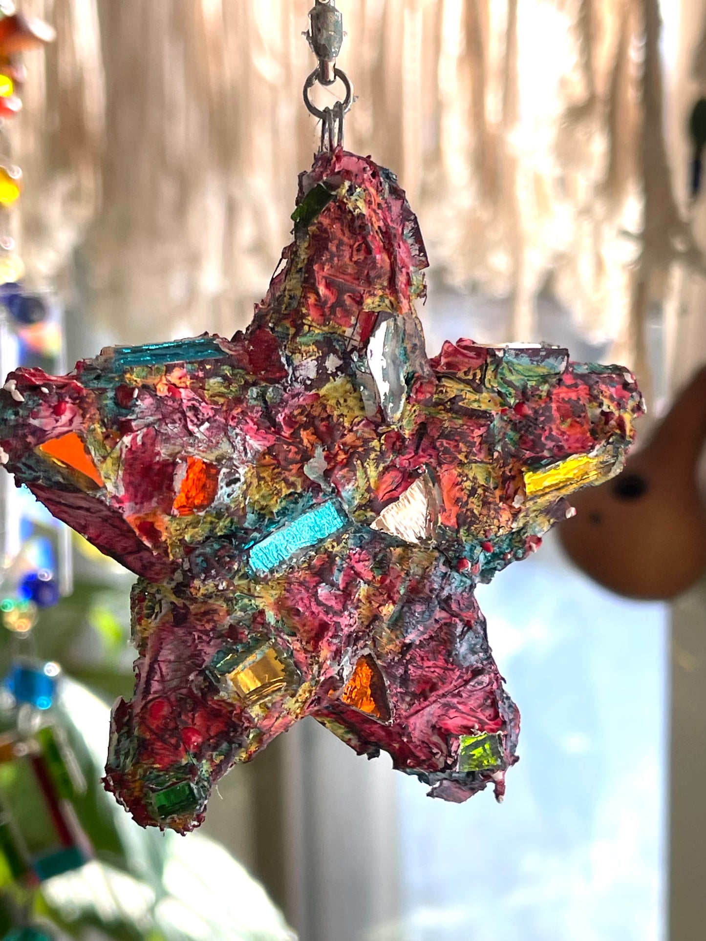 Repurposed 4” bottle cap crunchy sparkly star
