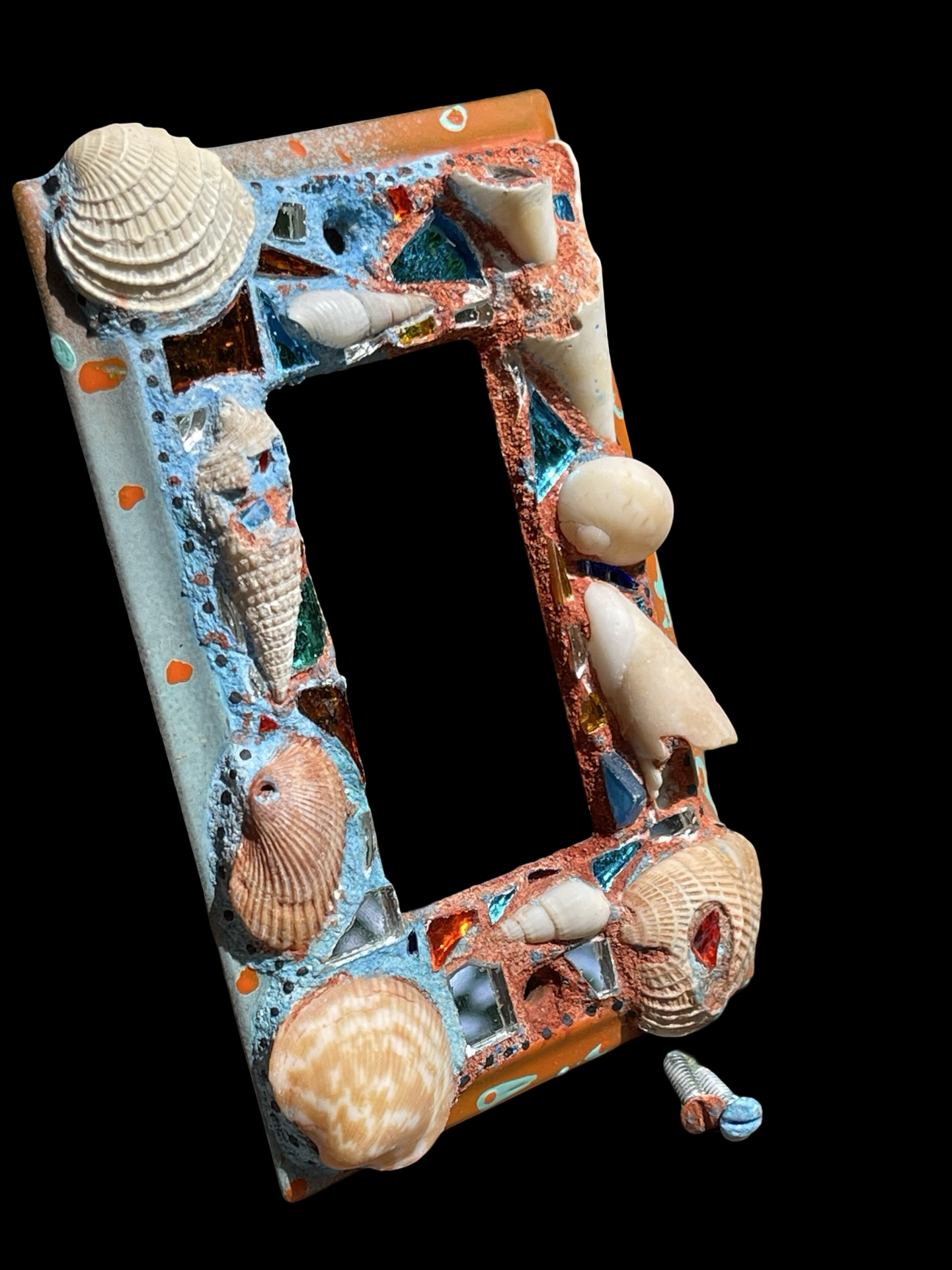 Beach chic sea shell covered single rocker light switch cover