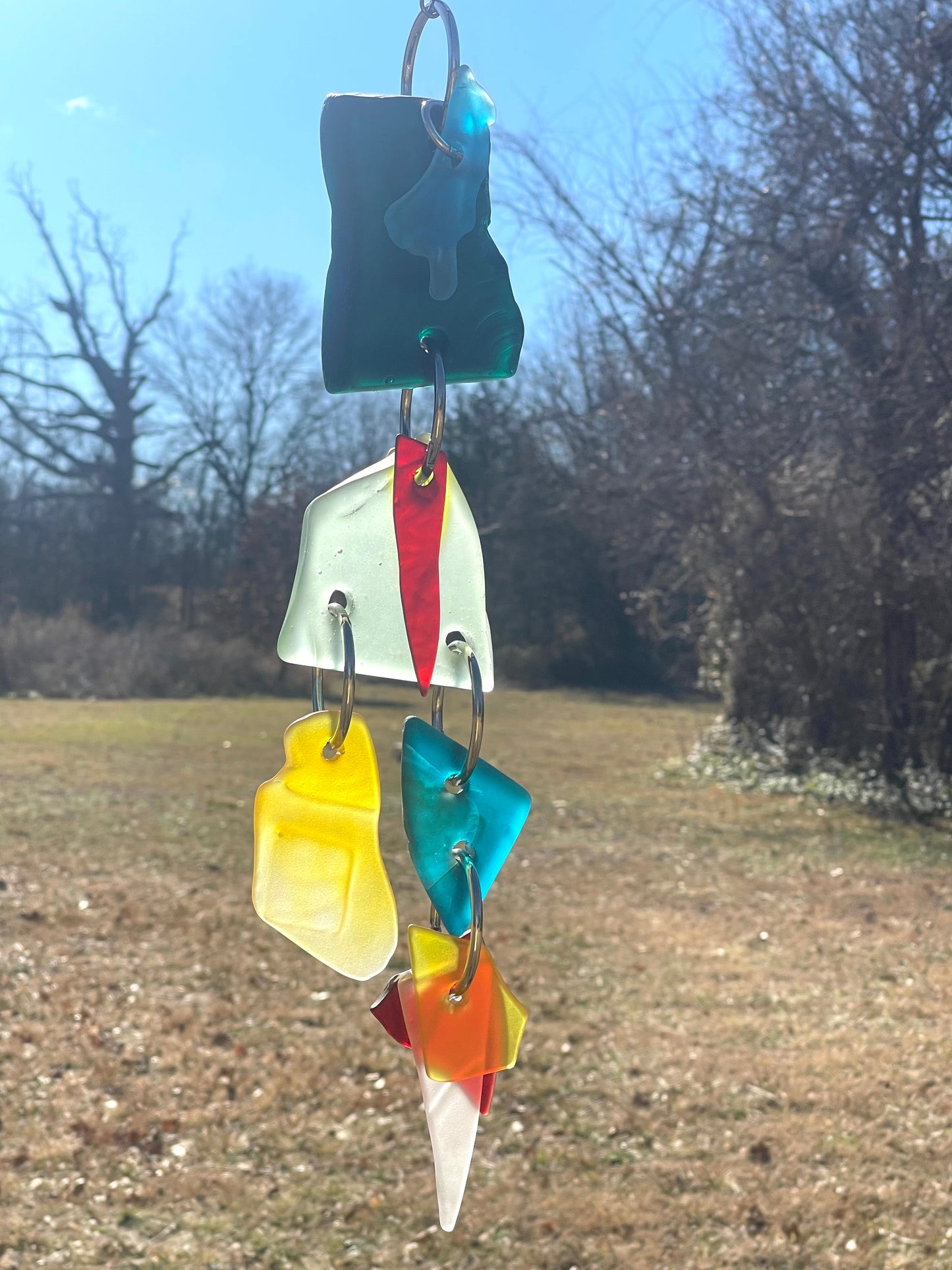 Petite 20" glowing chunky repurposed glass sun chain