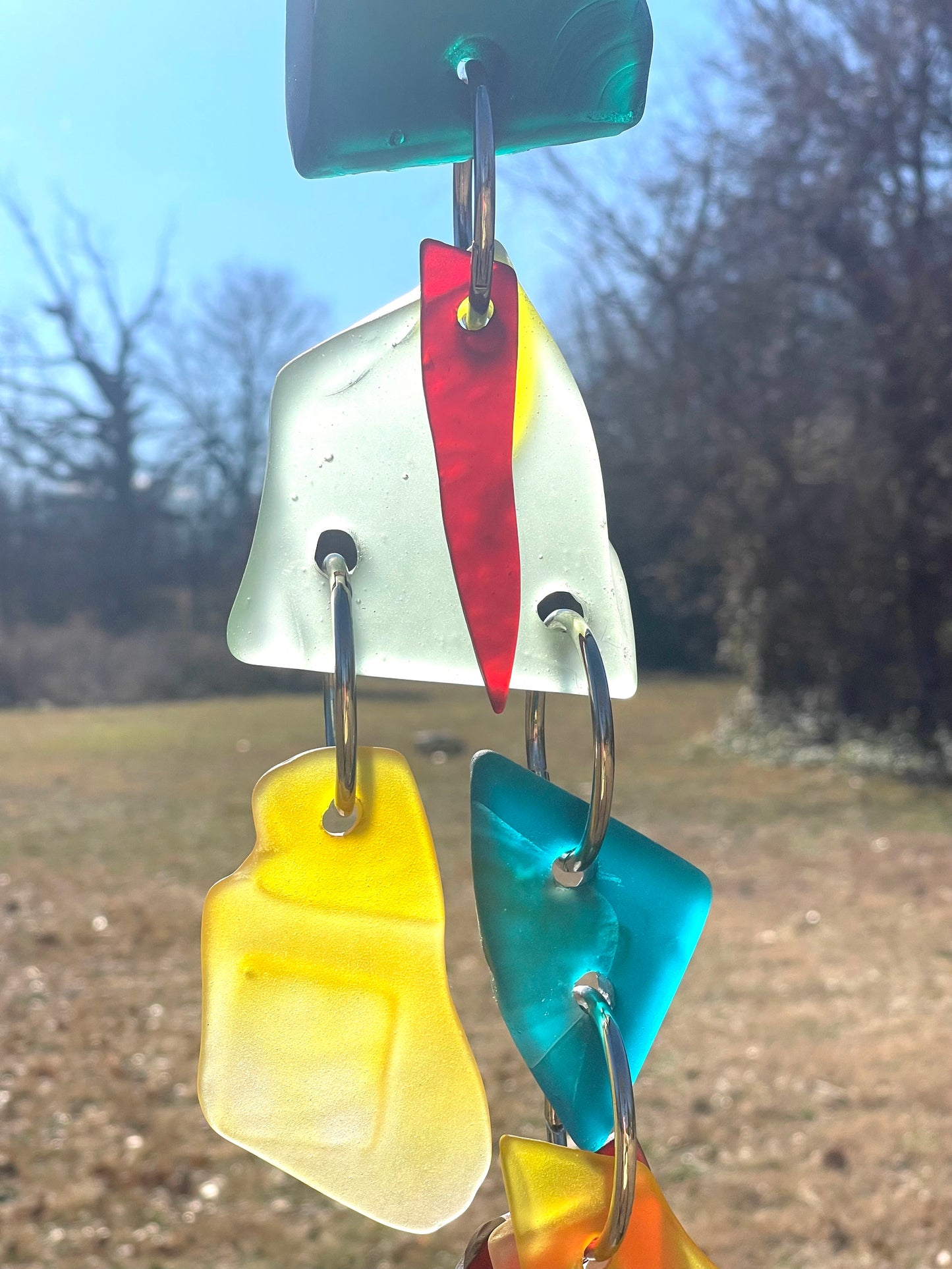 Petite 20" glowing chunky repurposed glass sun chain