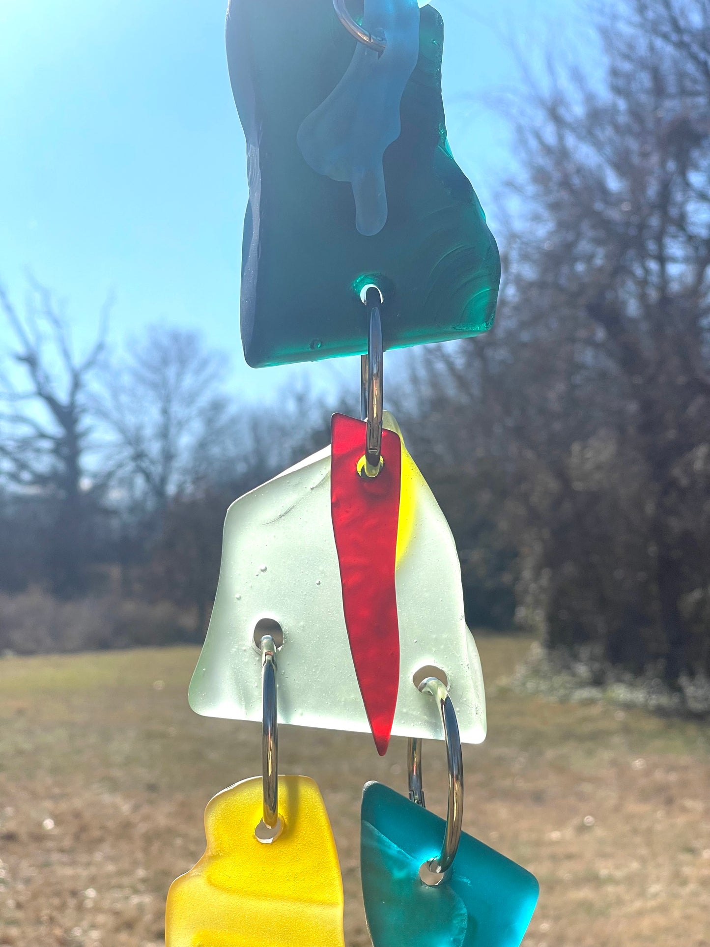 Petite 20" glowing chunky repurposed glass sun chain