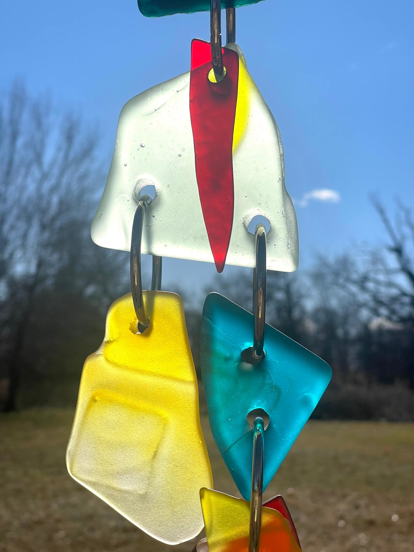 Petite 20" glowing chunky repurposed glass sun chain