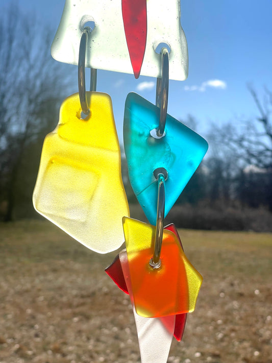 Petite 20" glowing chunky repurposed glass sun chain