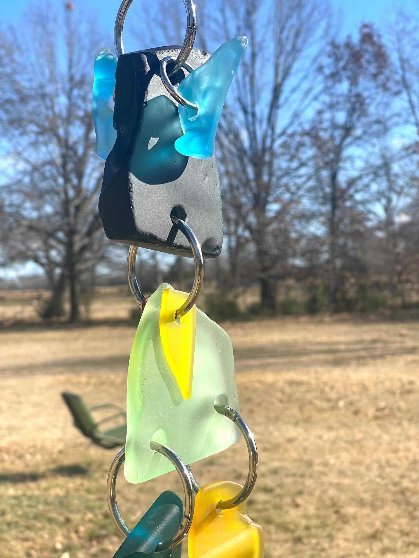 Petite 20" glowing chunky repurposed glass sun chain