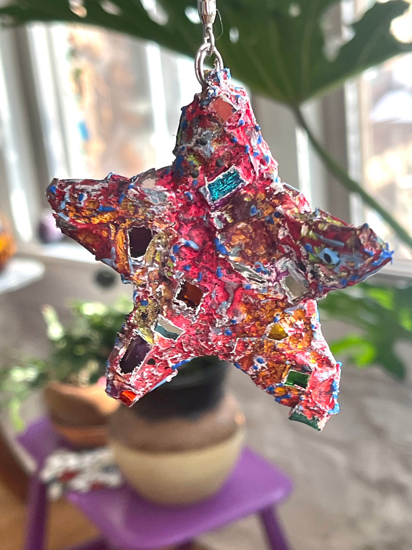 Crunchy sparkly repurposed 4” bottle cap star