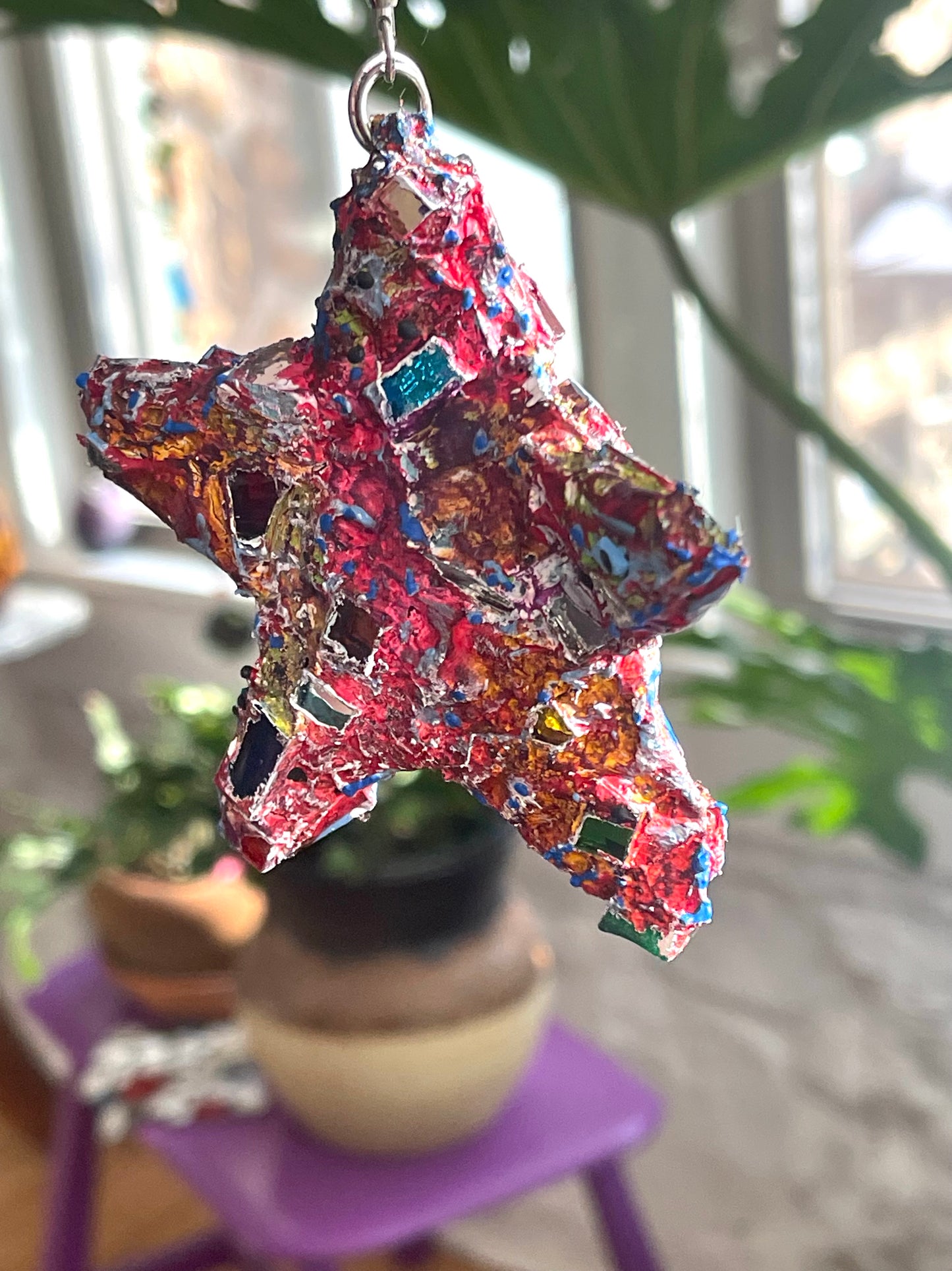Crunchy sparkly repurposed 4” bottle cap star