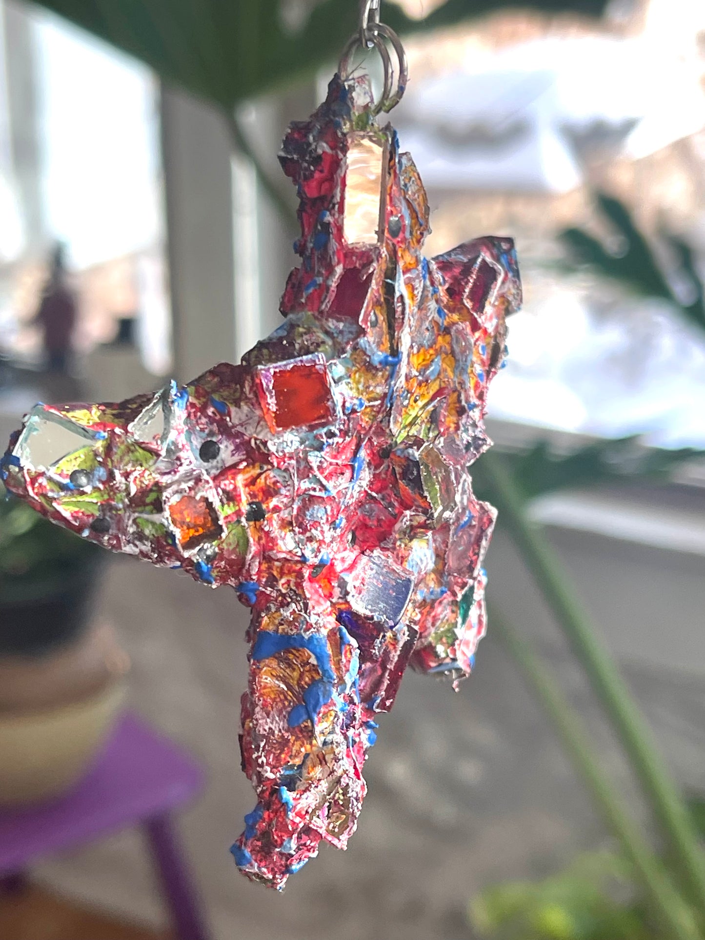 Crunchy sparkly repurposed 4” bottle cap star