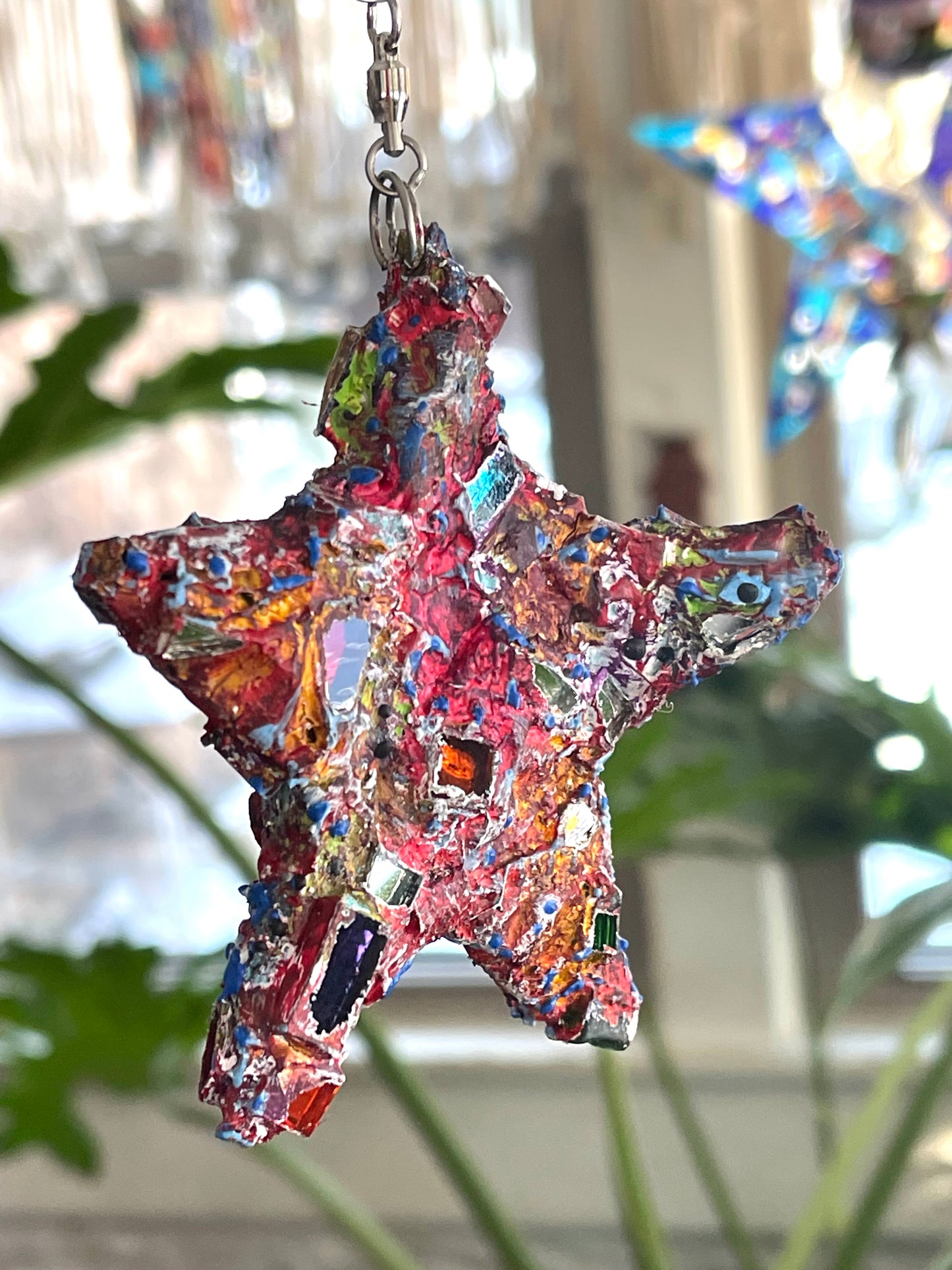 Crunchy sparkly repurposed 4” bottle cap star