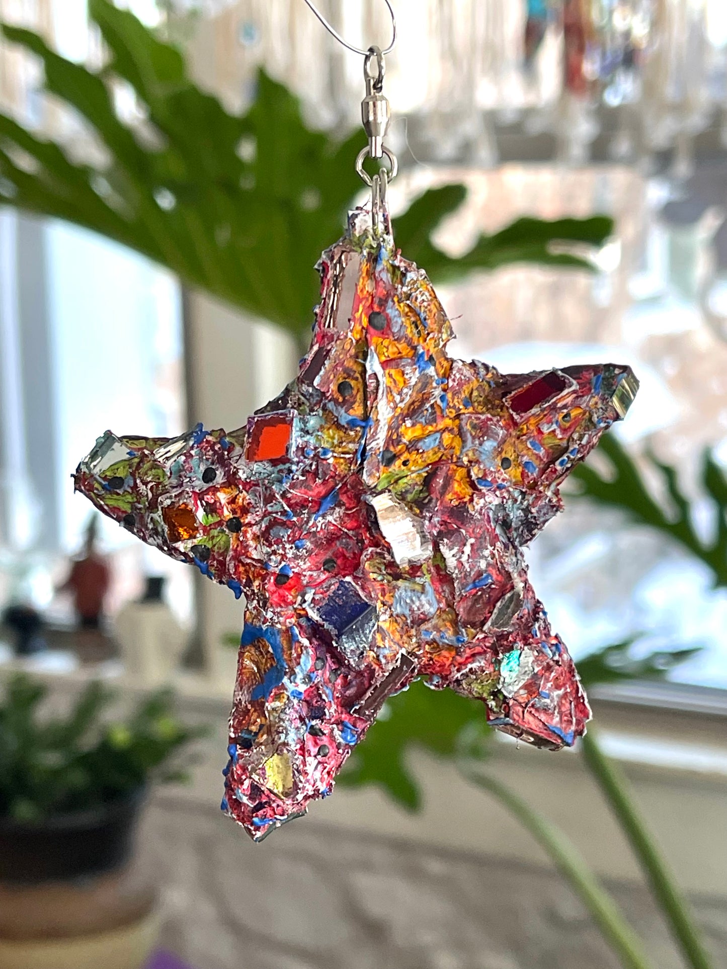 Crunchy sparkly repurposed 4” bottle cap star