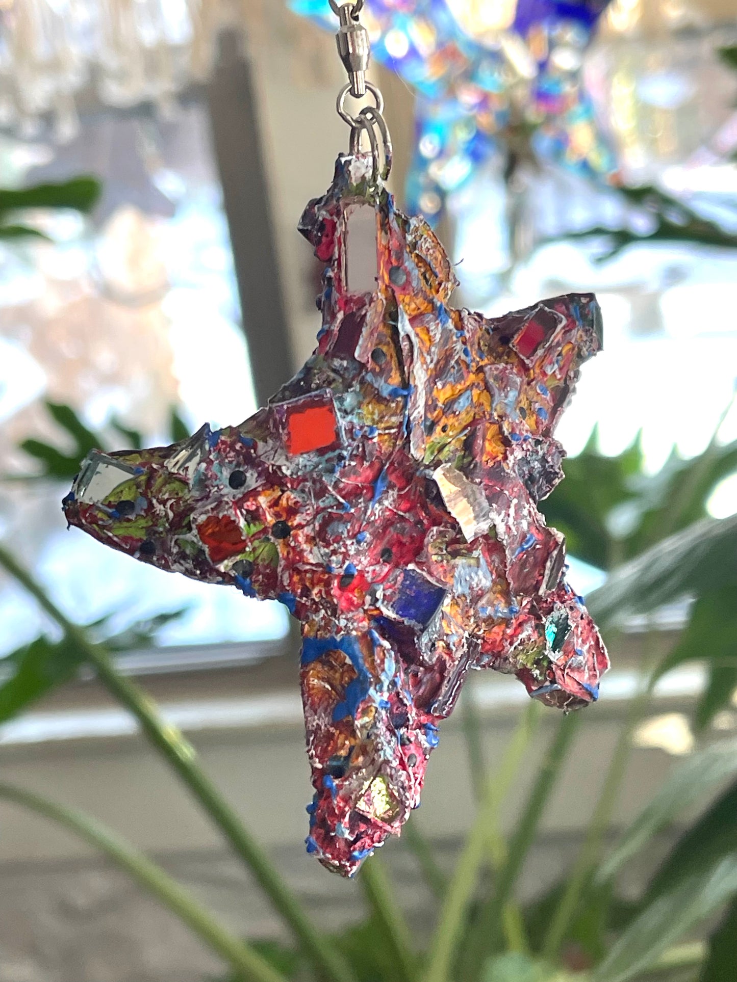 Crunchy sparkly repurposed 4” bottle cap star