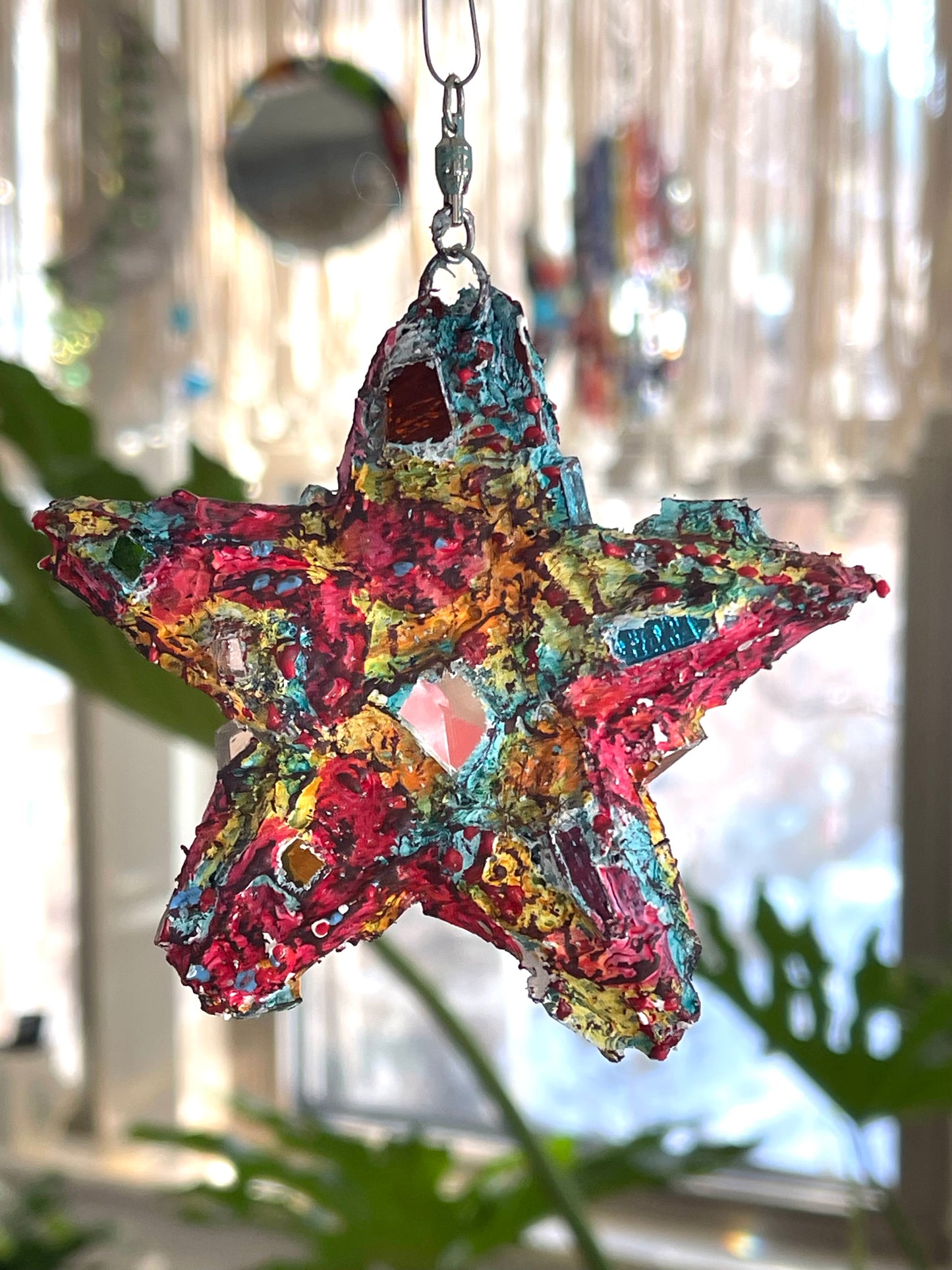 Sweet crunchy repurposed bottle cap 4" star, sparkles like a crazy diamond