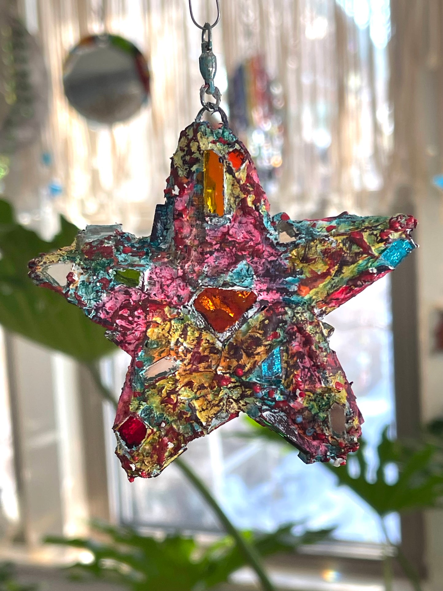 Sweet crunchy repurposed bottle cap 4" star, sparkles like a crazy diamond