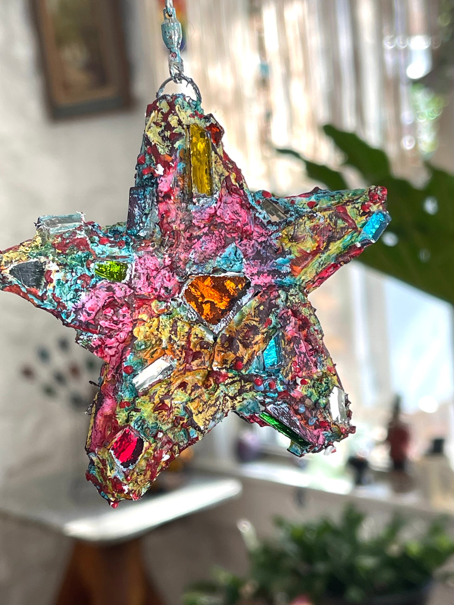 Sweet crunchy repurposed bottle cap 4" star, sparkles like a crazy diamond