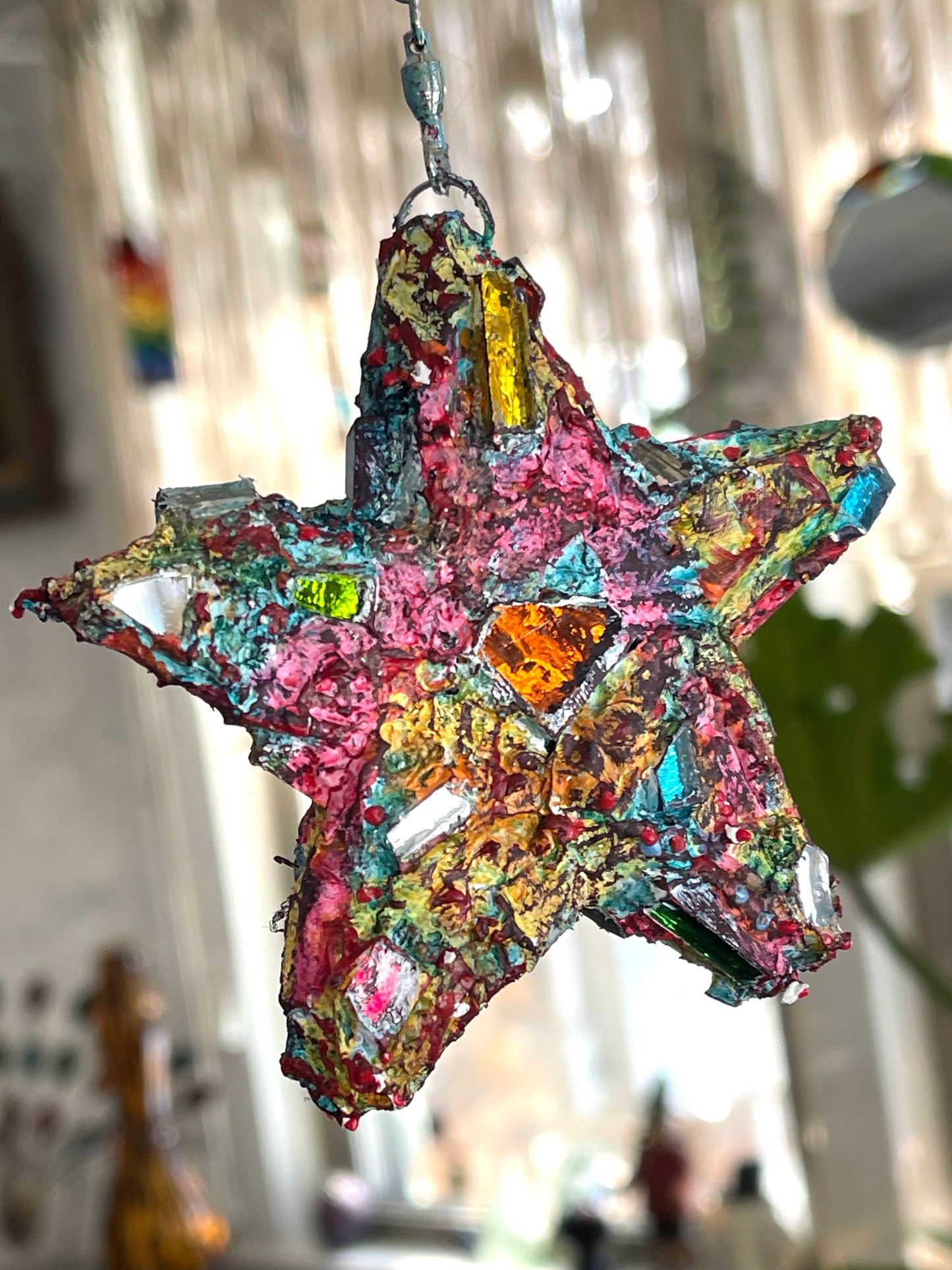 Sweet crunchy repurposed bottle cap 4" star, sparkles like a crazy diamond