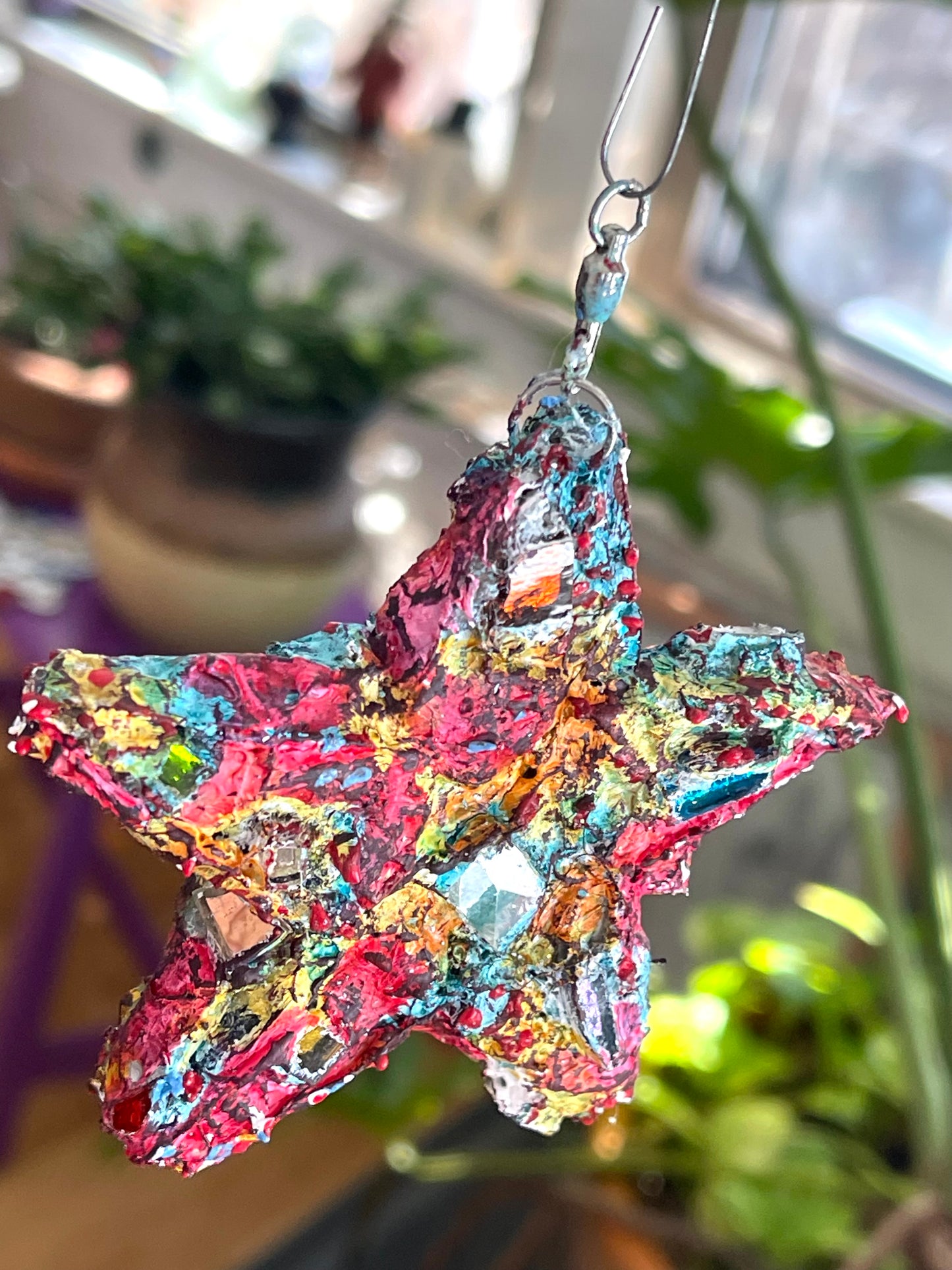Sweet crunchy repurposed bottle cap 4" star, sparkles like a crazy diamond