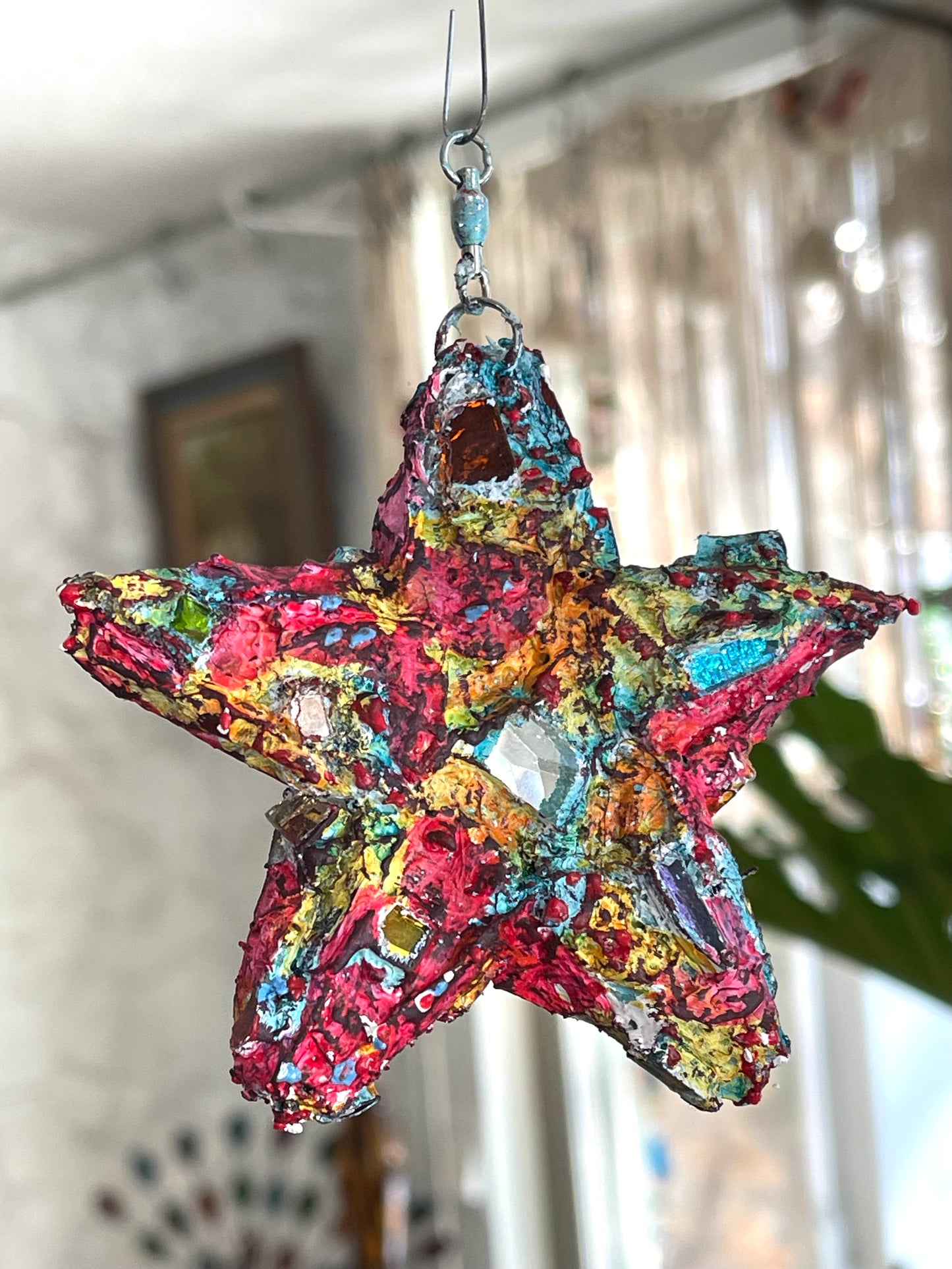 Sweet crunchy repurposed bottle cap 4" star, sparkles like a crazy diamond