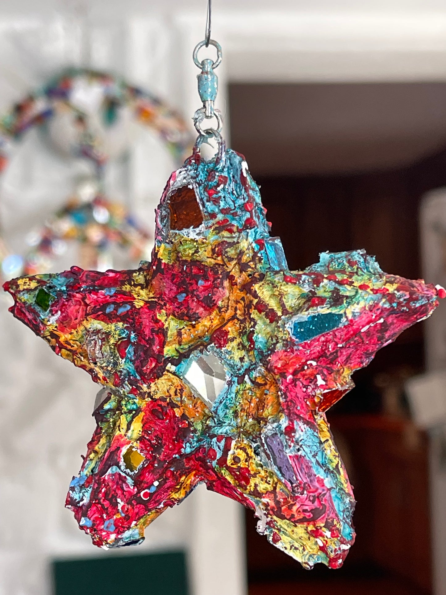 Sweet crunchy repurposed bottle cap 4" star, sparkles like a crazy diamond