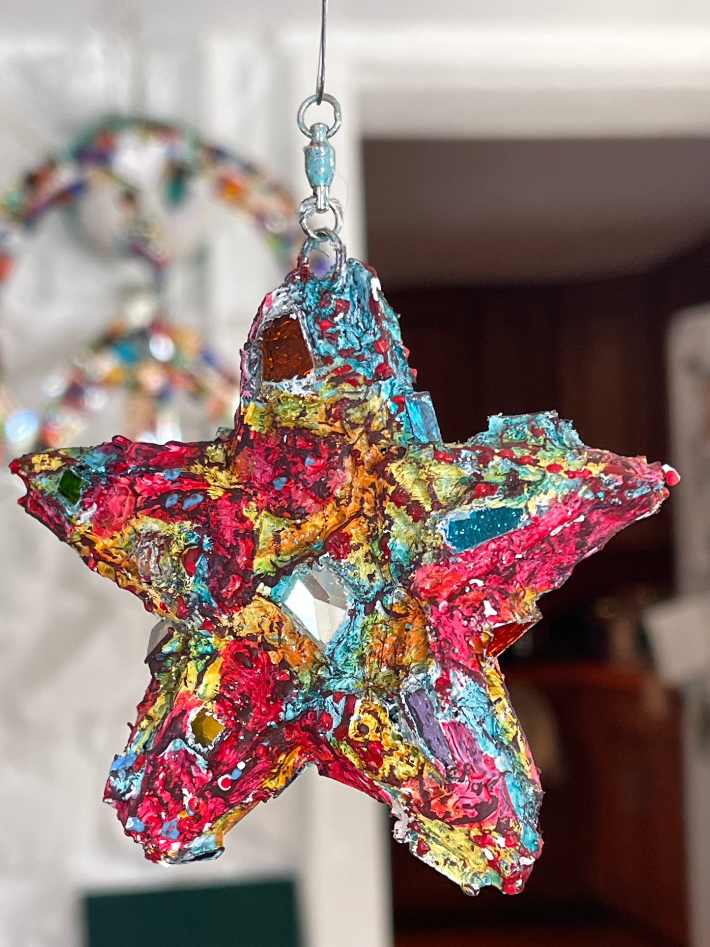 Sweet crunchy repurposed bottle cap 4" star, sparkles like a crazy diamond