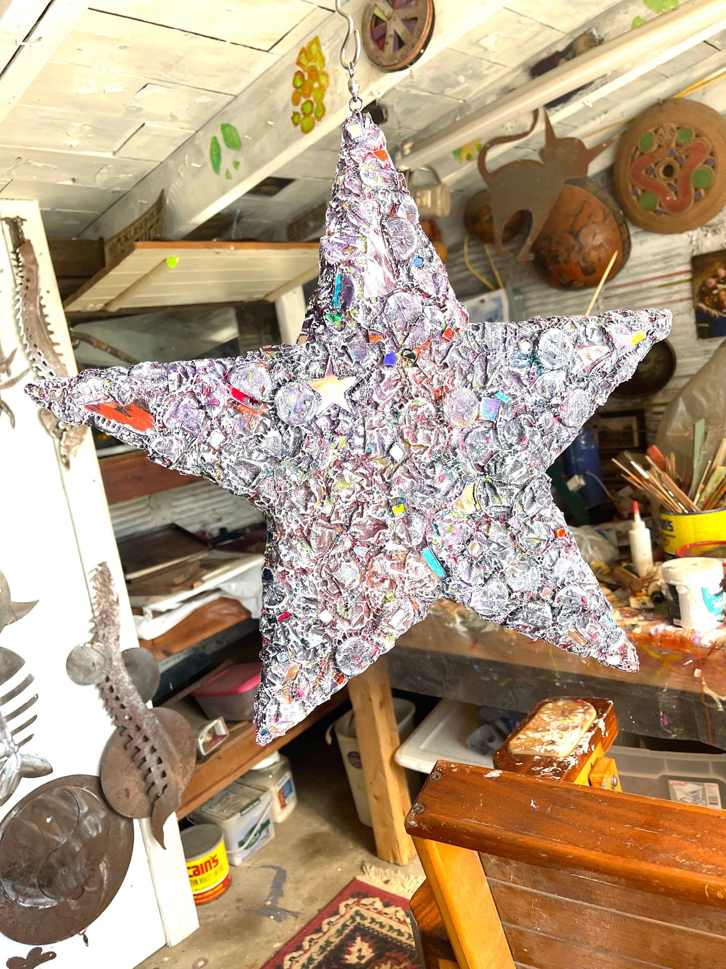 Industrial chic repurposed 17” bottle cap star