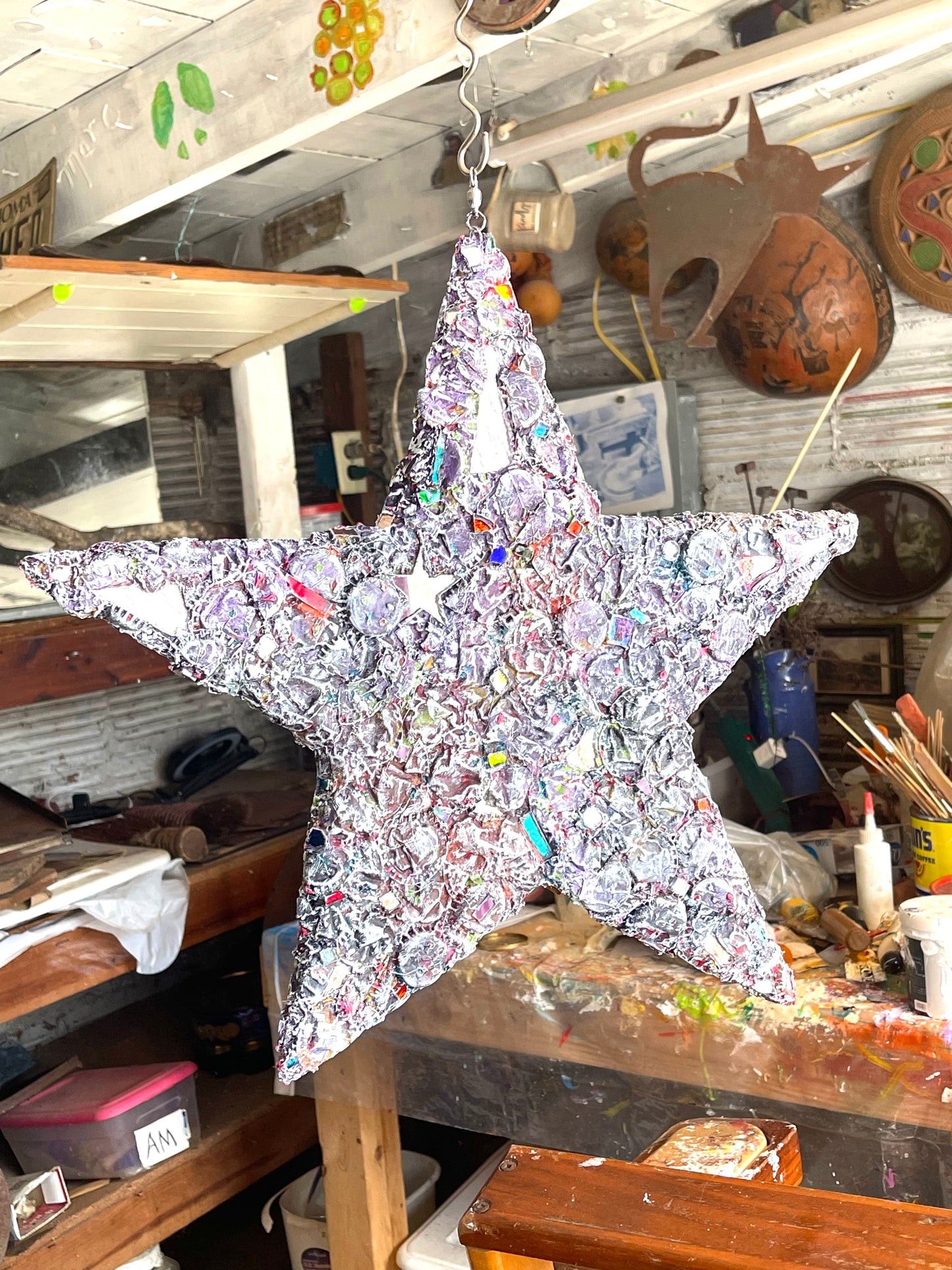 Industrial chic repurposed 17” bottle cap star
