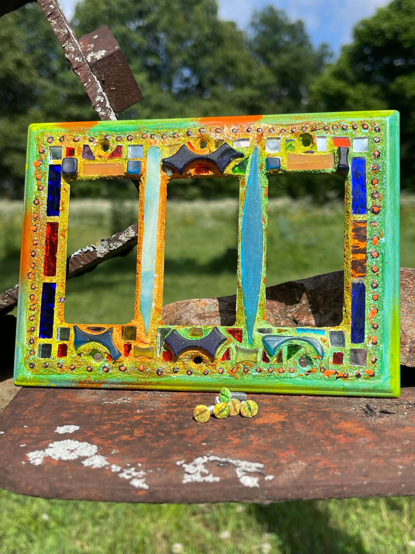 Mirror Mosaic Triple Toggle Switch Cover, gorgeous Colors and Sparkle