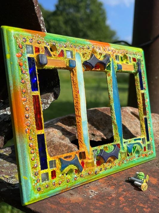 Mirror Mosaic Triple Toggle Switch Cover, gorgeous Colors and Sparkle
