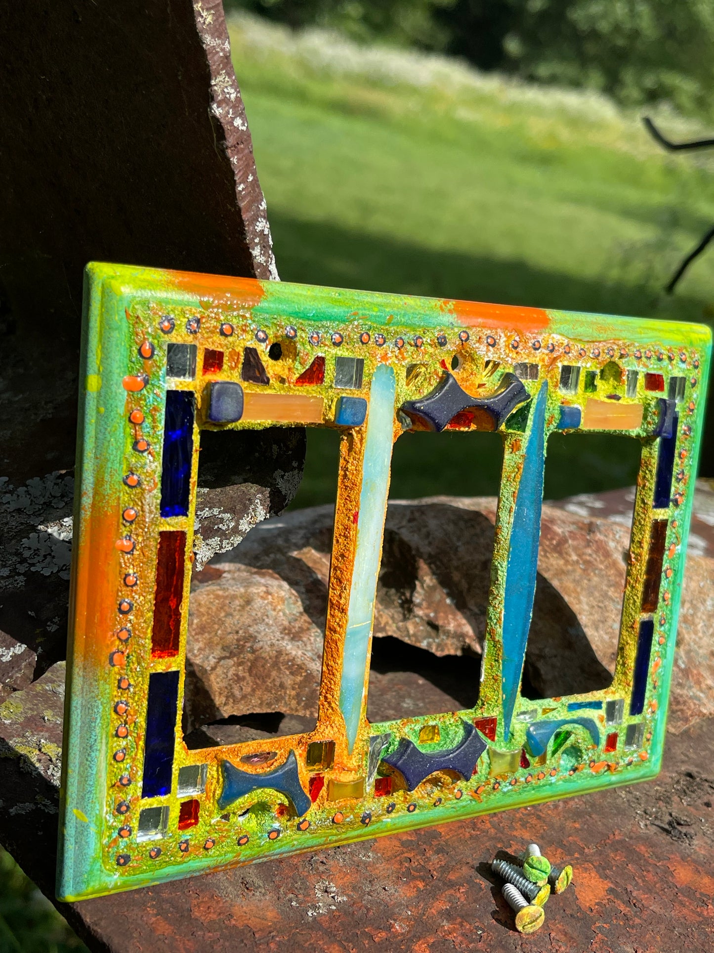 Mirror Mosaic Triple Toggle Switch Cover, gorgeous Colors and Sparkle