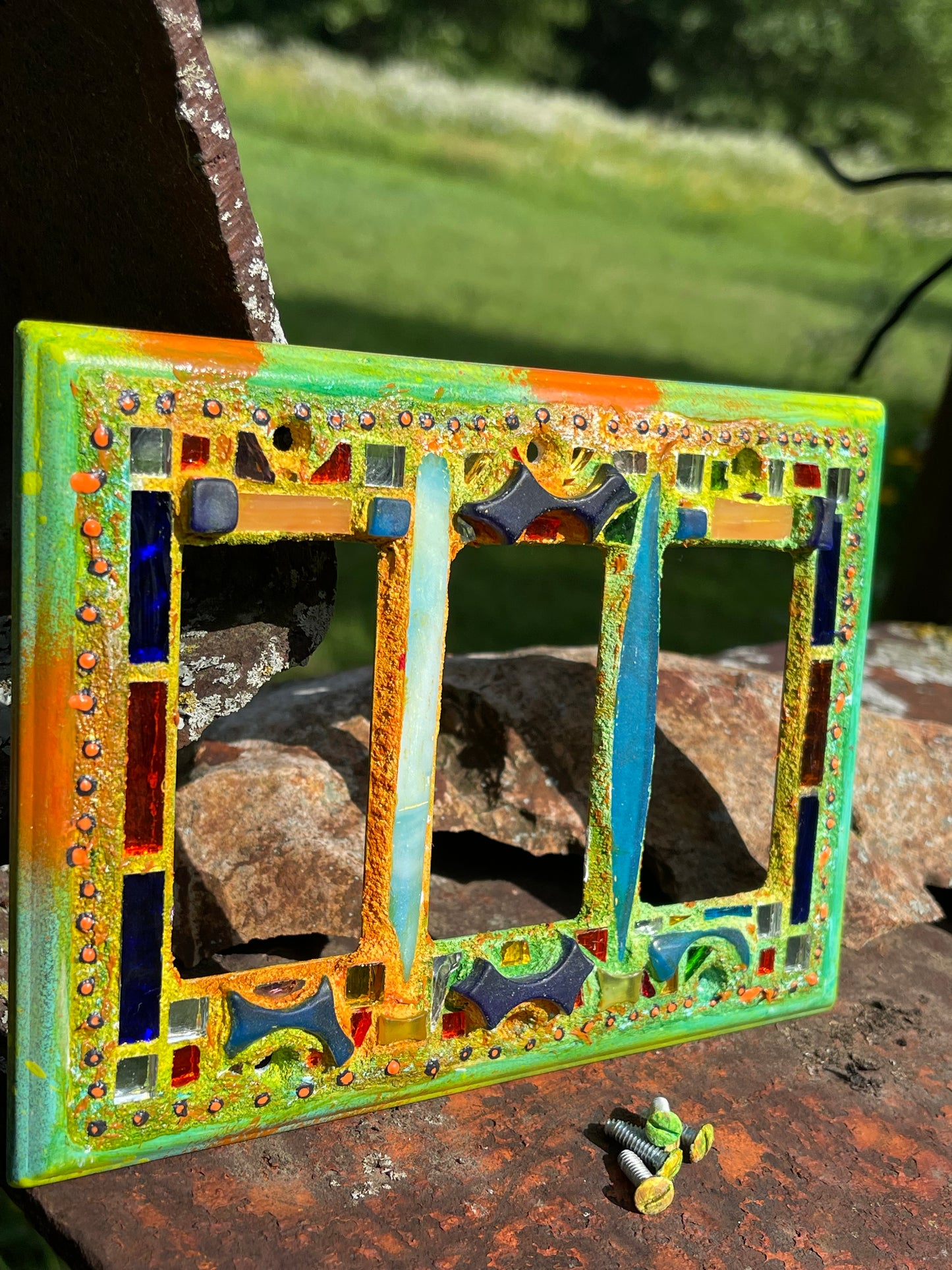 Mirror Mosaic Triple Toggle Switch Cover, gorgeous Colors and Sparkle
