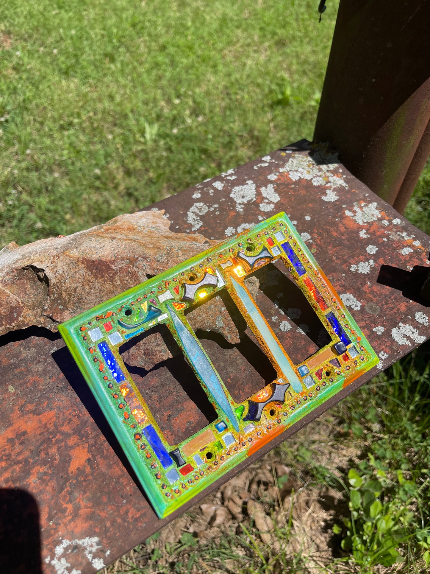 Mirror Mosaic Triple Toggle Switch Cover, gorgeous Colors and Sparkle