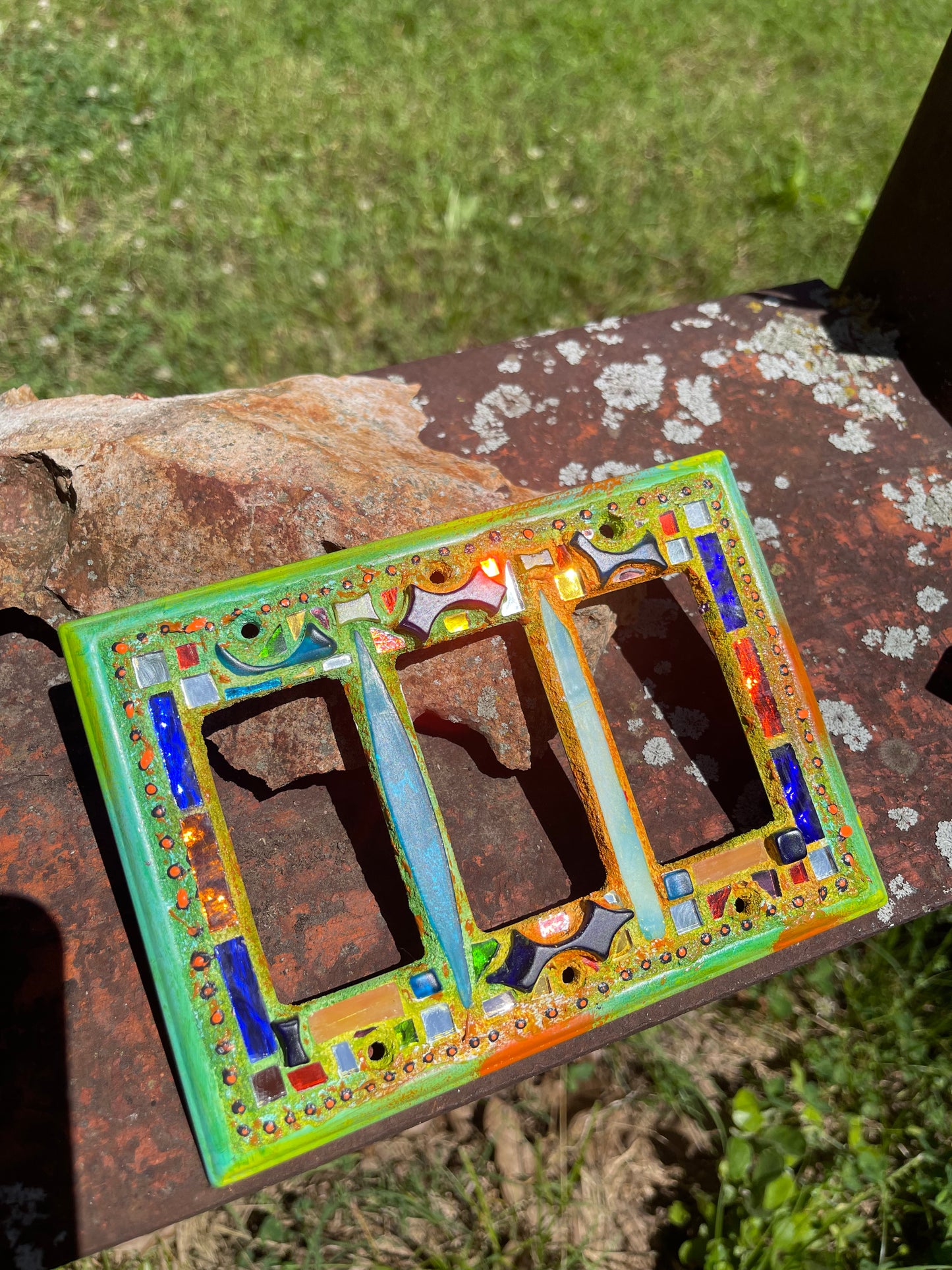 Mirror Mosaic Triple Toggle Switch Cover, gorgeous Colors and Sparkle
