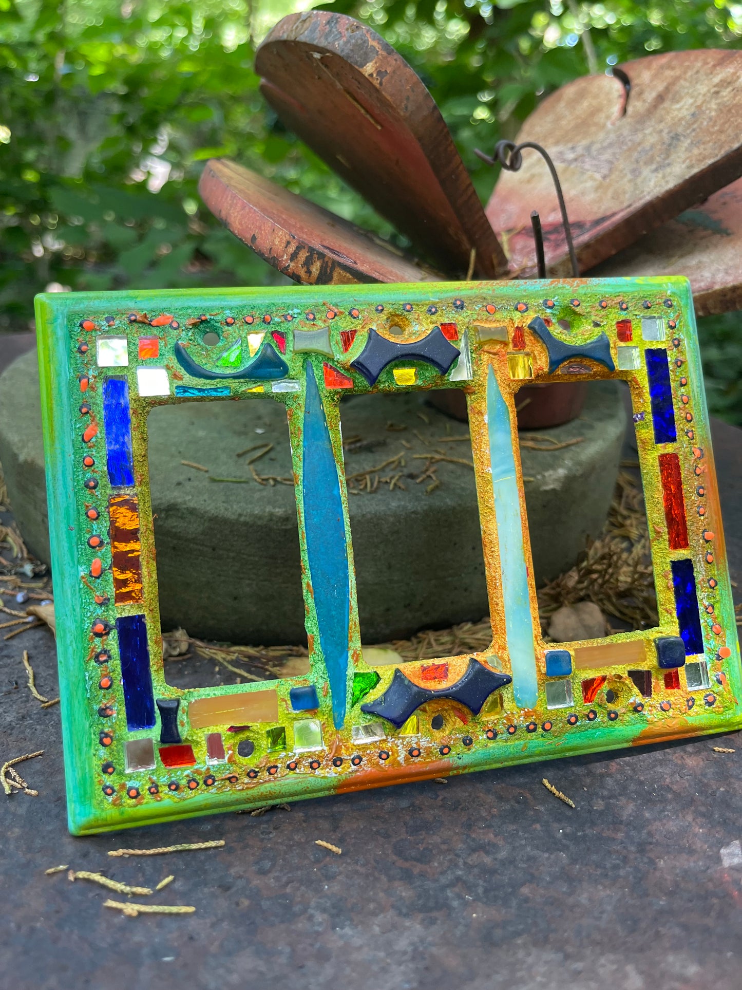 Mirror Mosaic Triple Toggle Switch Cover, gorgeous Colors and Sparkle