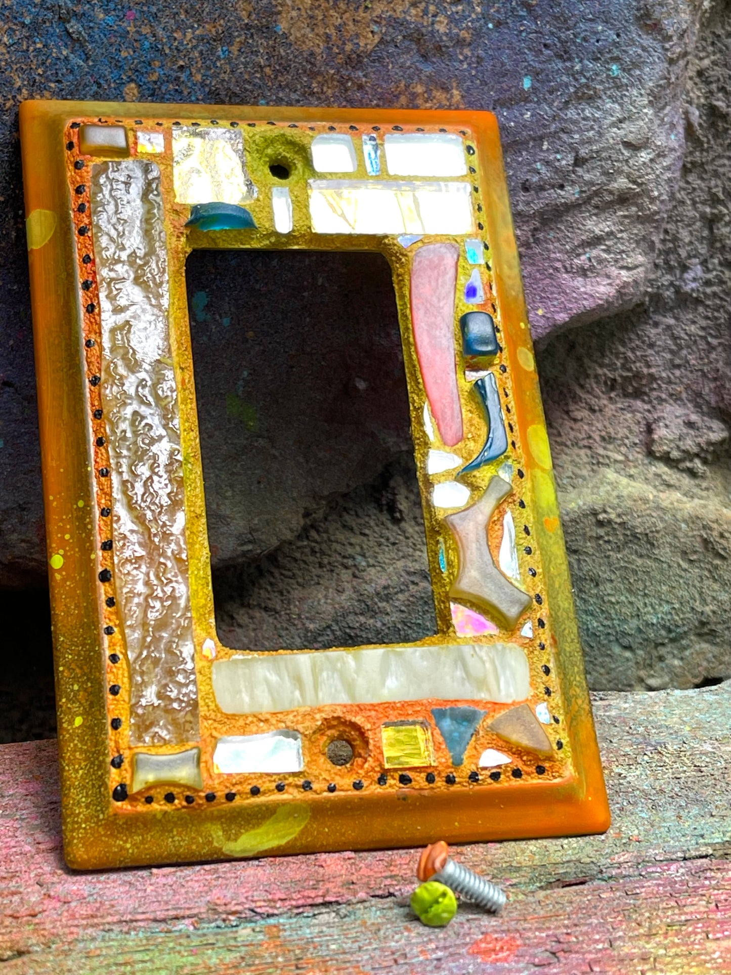 Mirror Mosaic Single Rocker Light Switch Cover