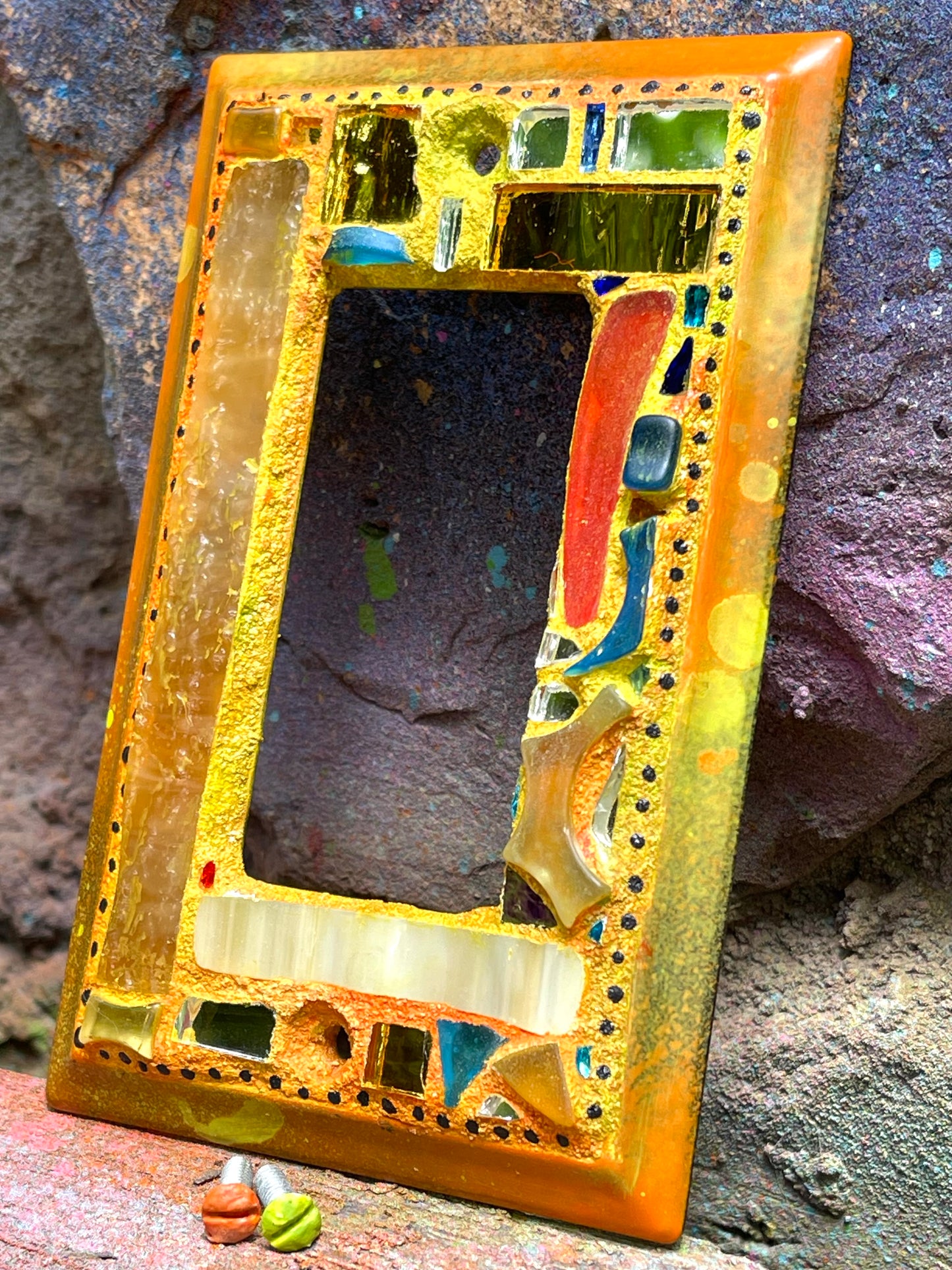 Mirror Mosaic Single Rocker Light Switch Cover