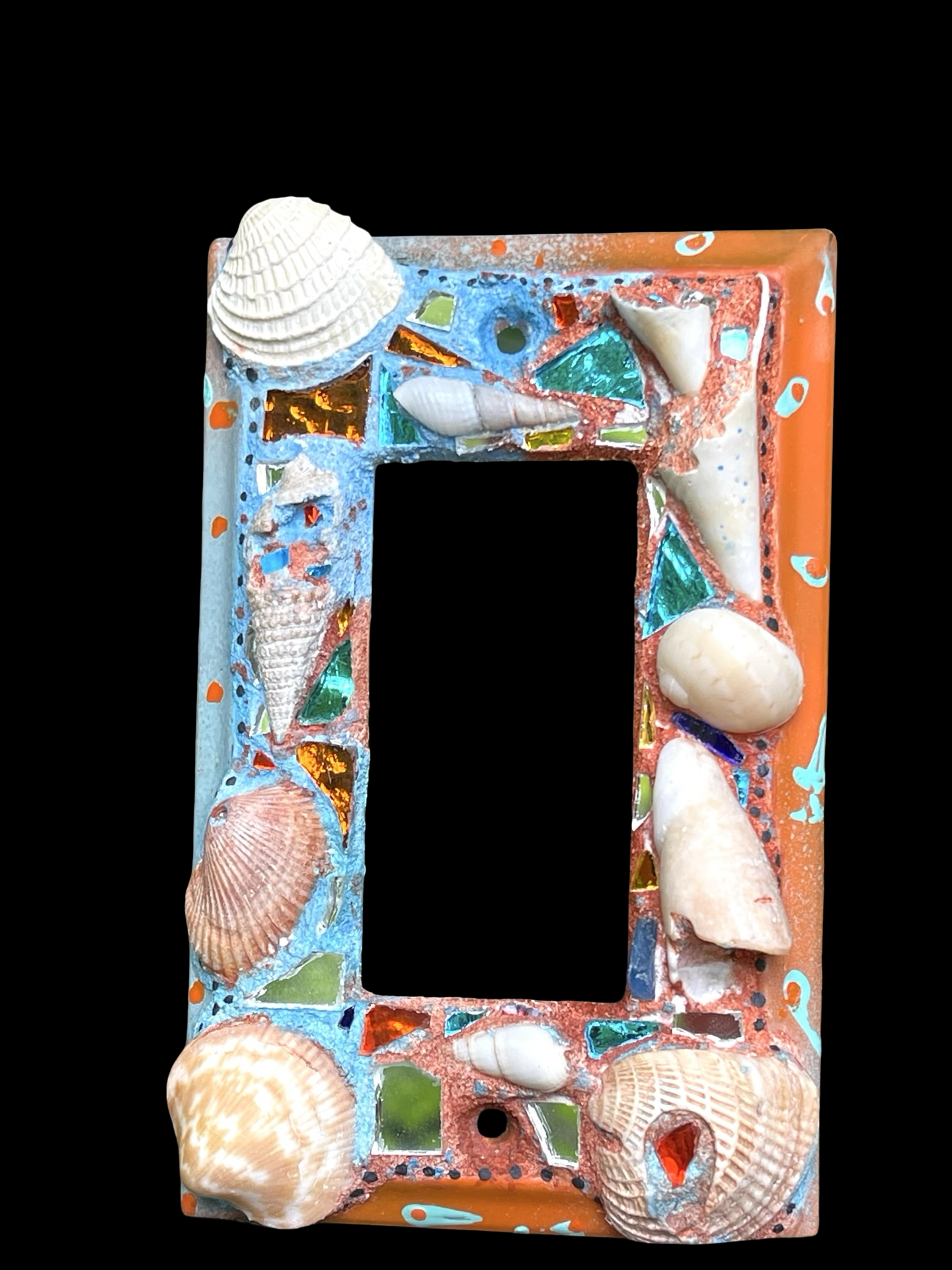 Beach chic sea shell covered single rocker light switch cover
